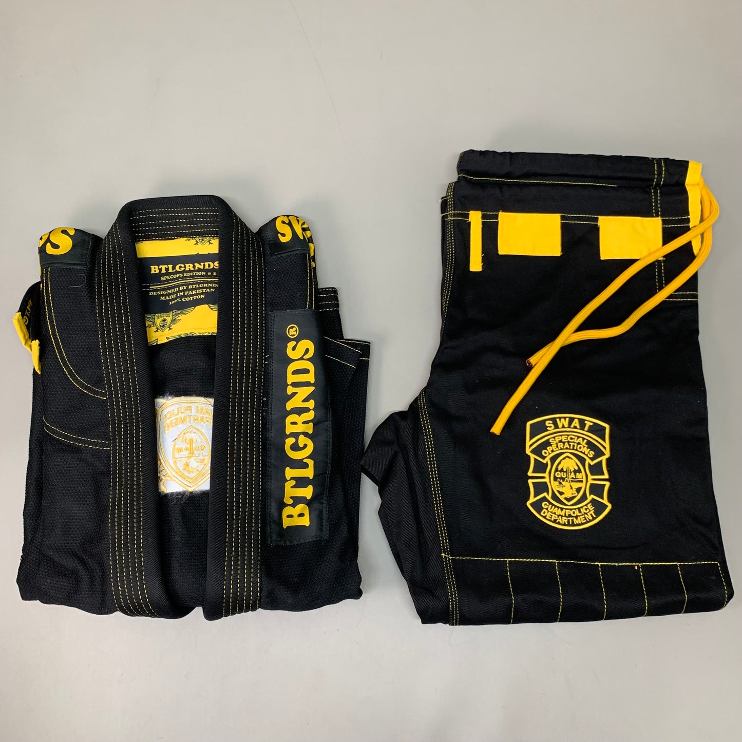 BTLGRNDS Martial Arts Jiu Jitsu Gi Uniform Adult Size Black/Yellow