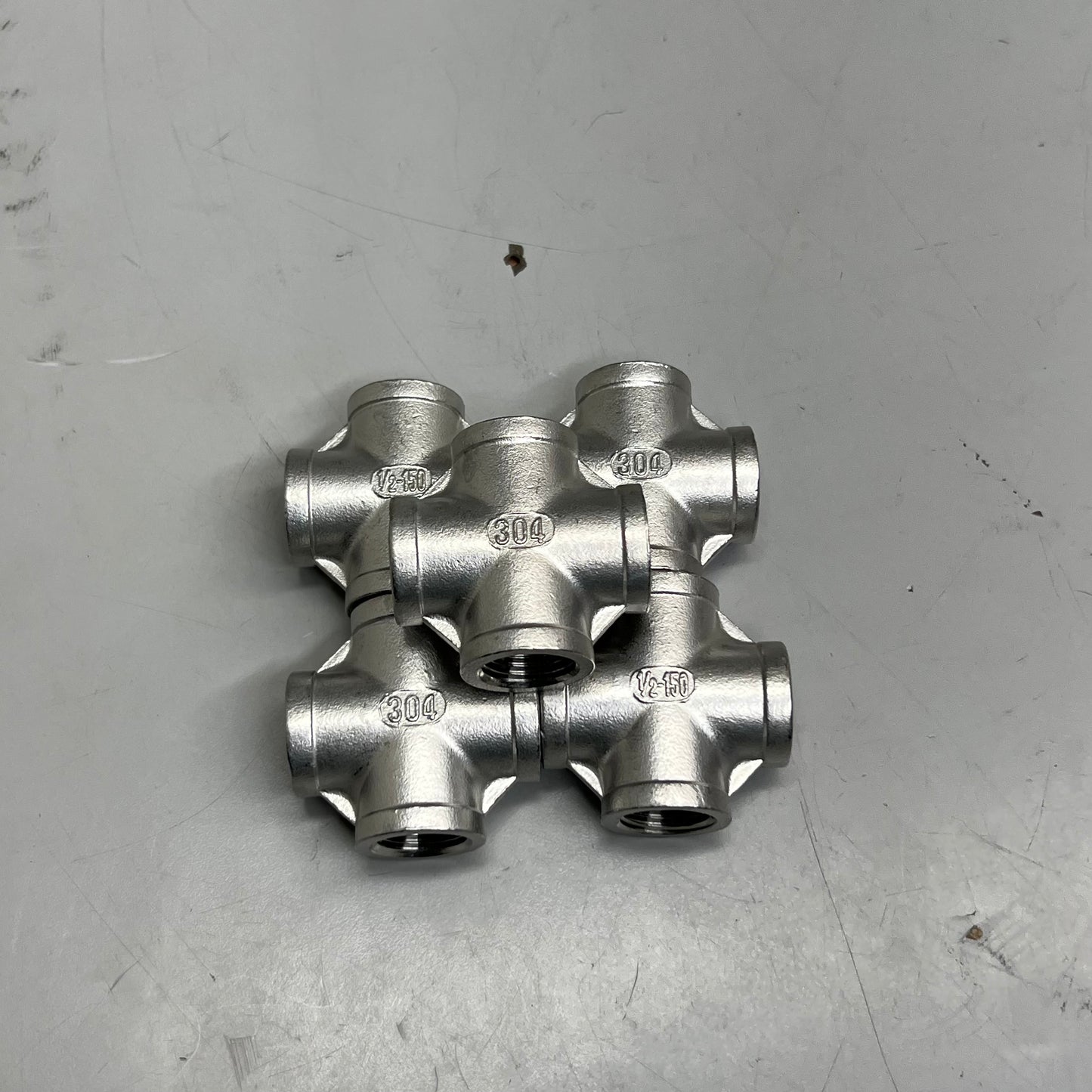 DERNORD (5 Pack) Stainless Steel 304 Cross 1"x1"x1"x1" Silver 17430
