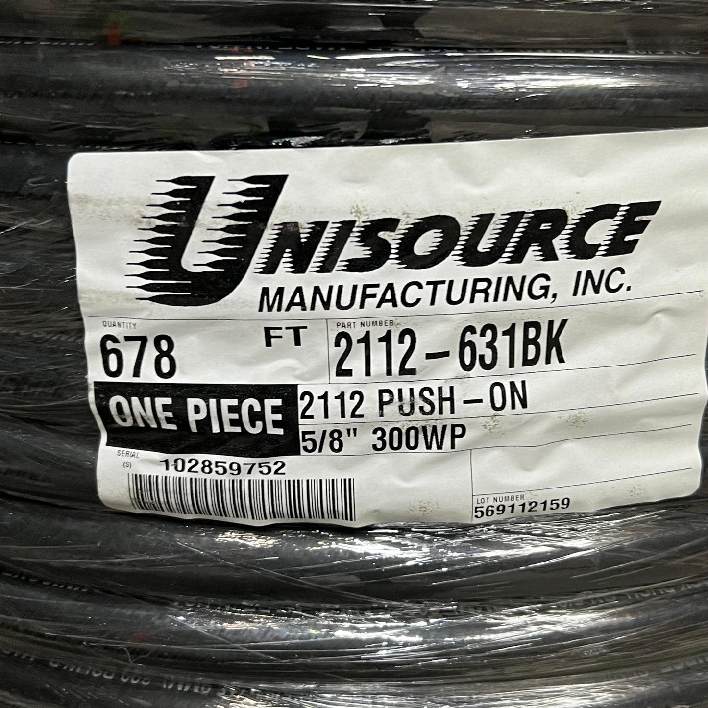 UNISOURCE Fuel/Emission Push On Rubber Hose 5/8" 300 PSI Black 678 ft. 2112-631BK