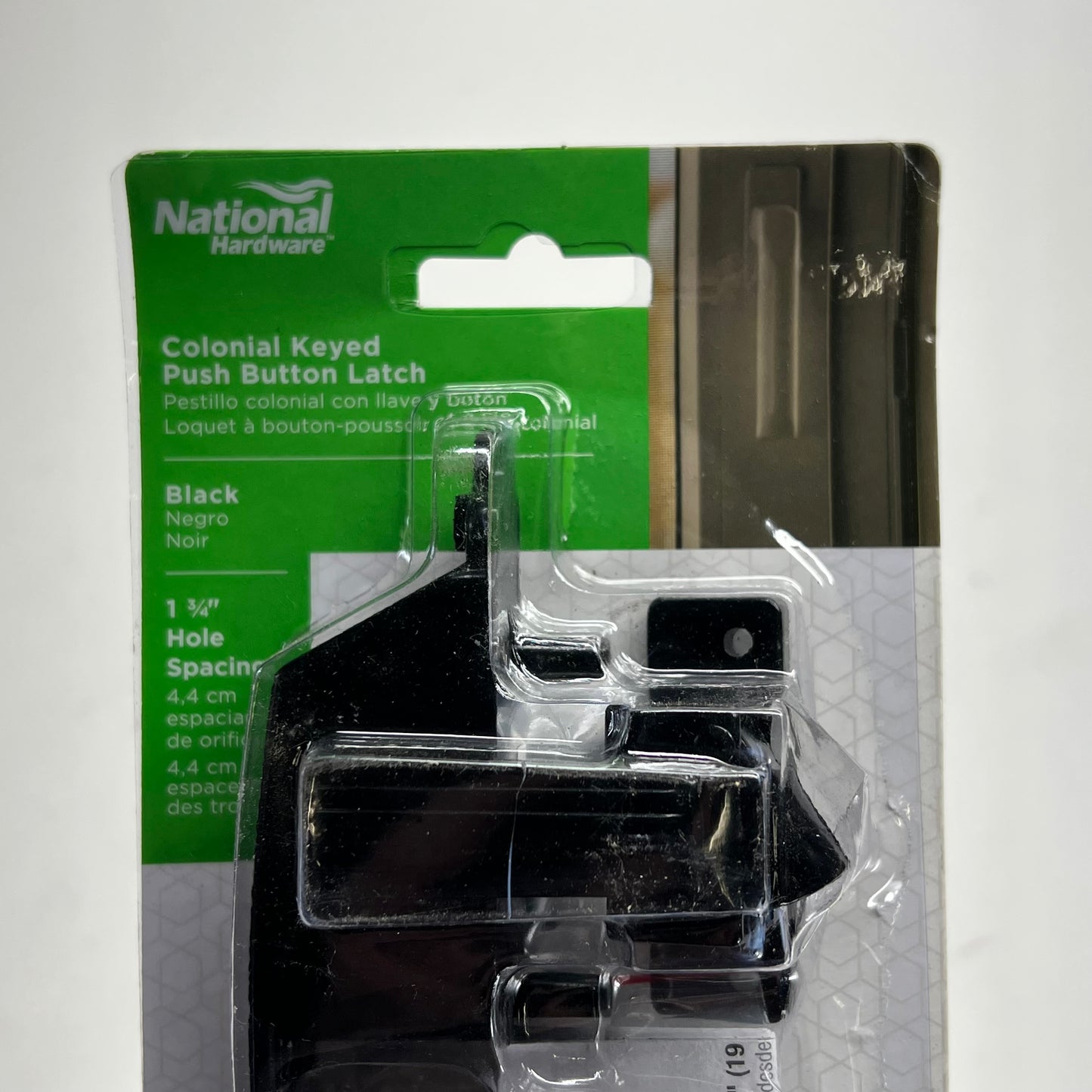 NATIONAL HARDWARE Colonial Push Button Latch Keyed 1-3/4" Holes Black N100-031