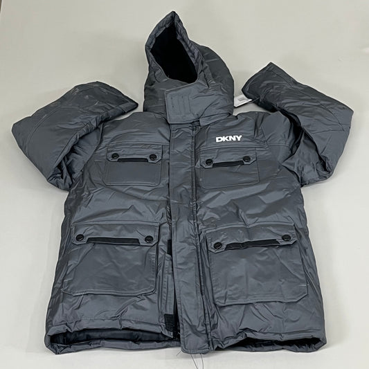 DKNY Boys' Winter Jacket Insulated Quilted Puffer Parka 14/16 Charcoal