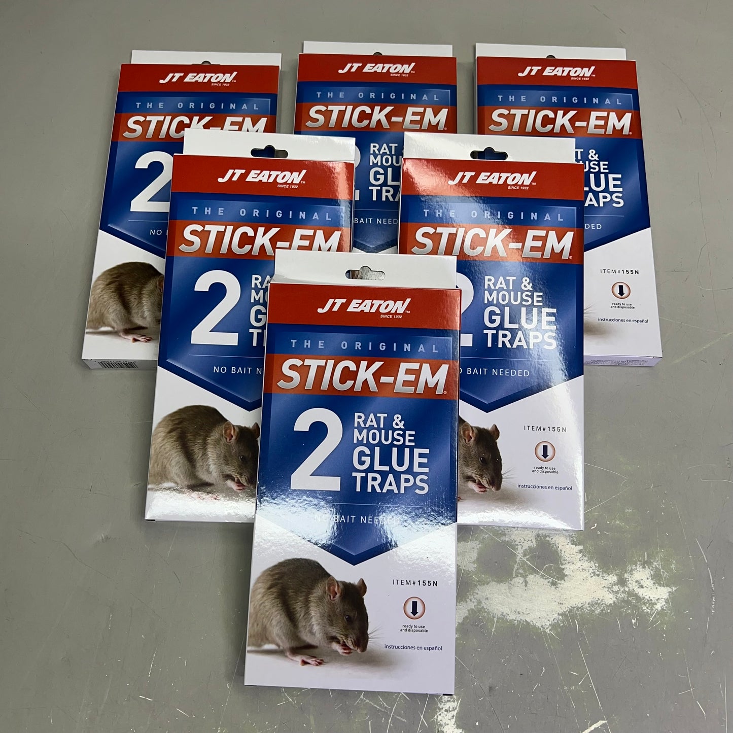 ZA@ JT EATON (6 PACK, 2 TRAPS EACH) The Original Stick-Em 2 Rat Glue Traps 155N