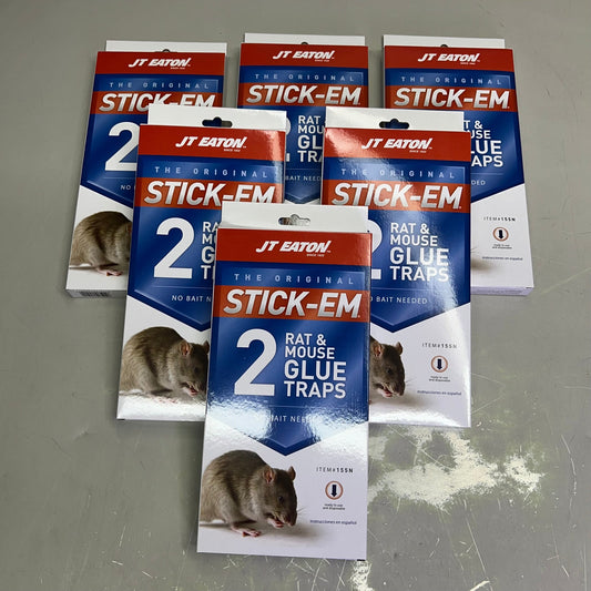 ZA@ JT EATON (6 PACK, 2 TRAPS EACH) The Original Stick-Em 2 Rat Glue Traps 155N A