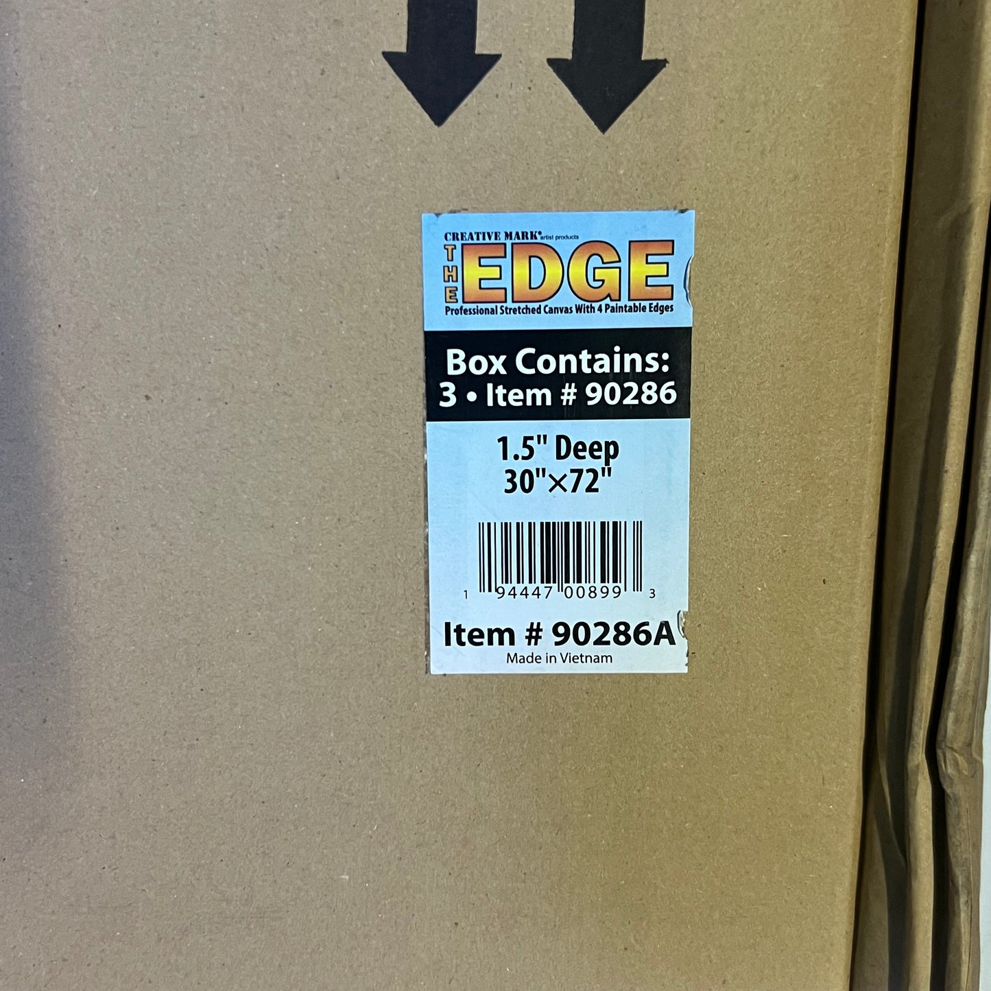 ZA@ CREATIVE MARK The Edge Professional Stretched Canvas W/ 4 Paintable Edges Sz 1 1/2" x 30" x 72", White 90286A