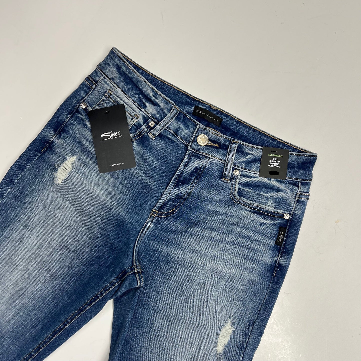 SILVER JEANS CO Distressed Suki Skinny Leg Jeans Women's Sz 30/29 Indigo