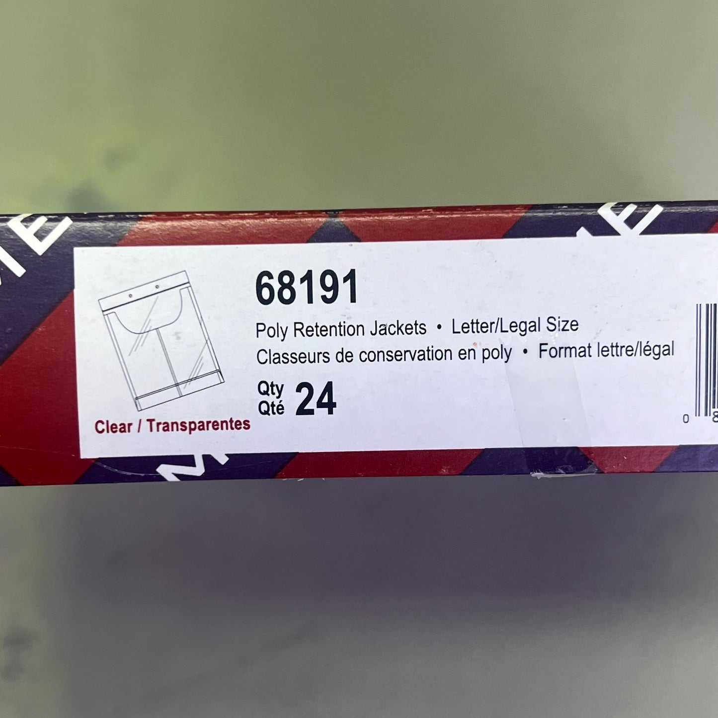 SMEAD (24 PACK) Polypropylene File Retention Jackets Letter/Legal Sz Clear 68191