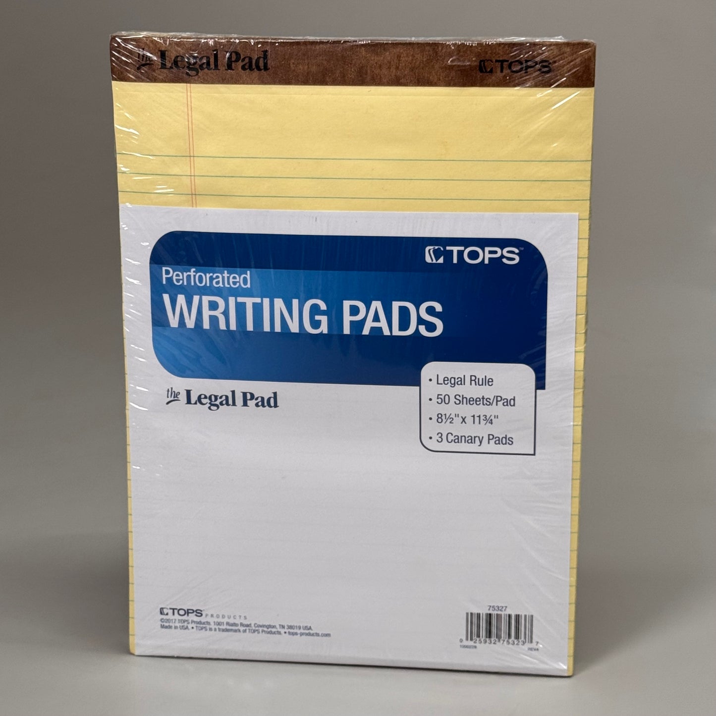 TOPS (3 PACK)Legal Writing Pads Canary Paper Legal Rule 50 Sheets 8-1/2"x11-3/4"