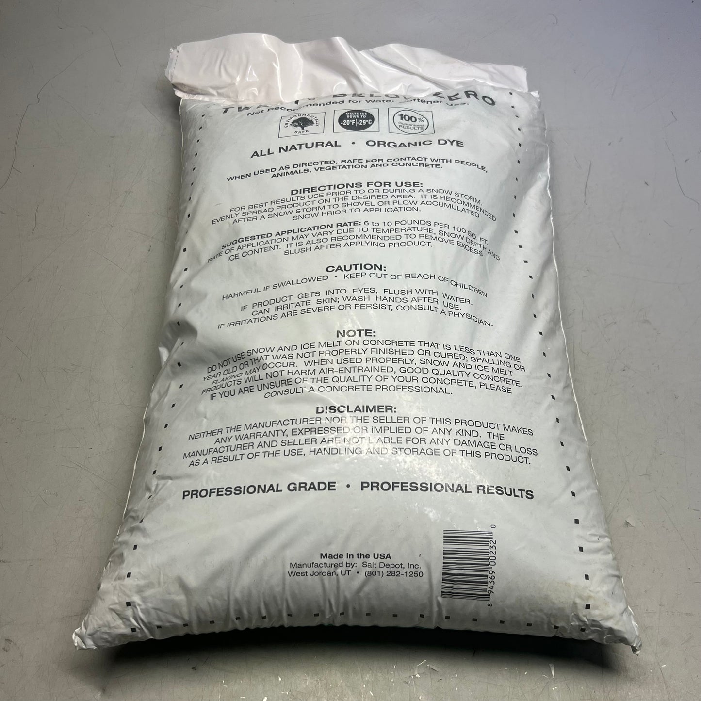 ZA@ TWENTY BELOW ZERO Salt Depot Ice Melt 50 Lb