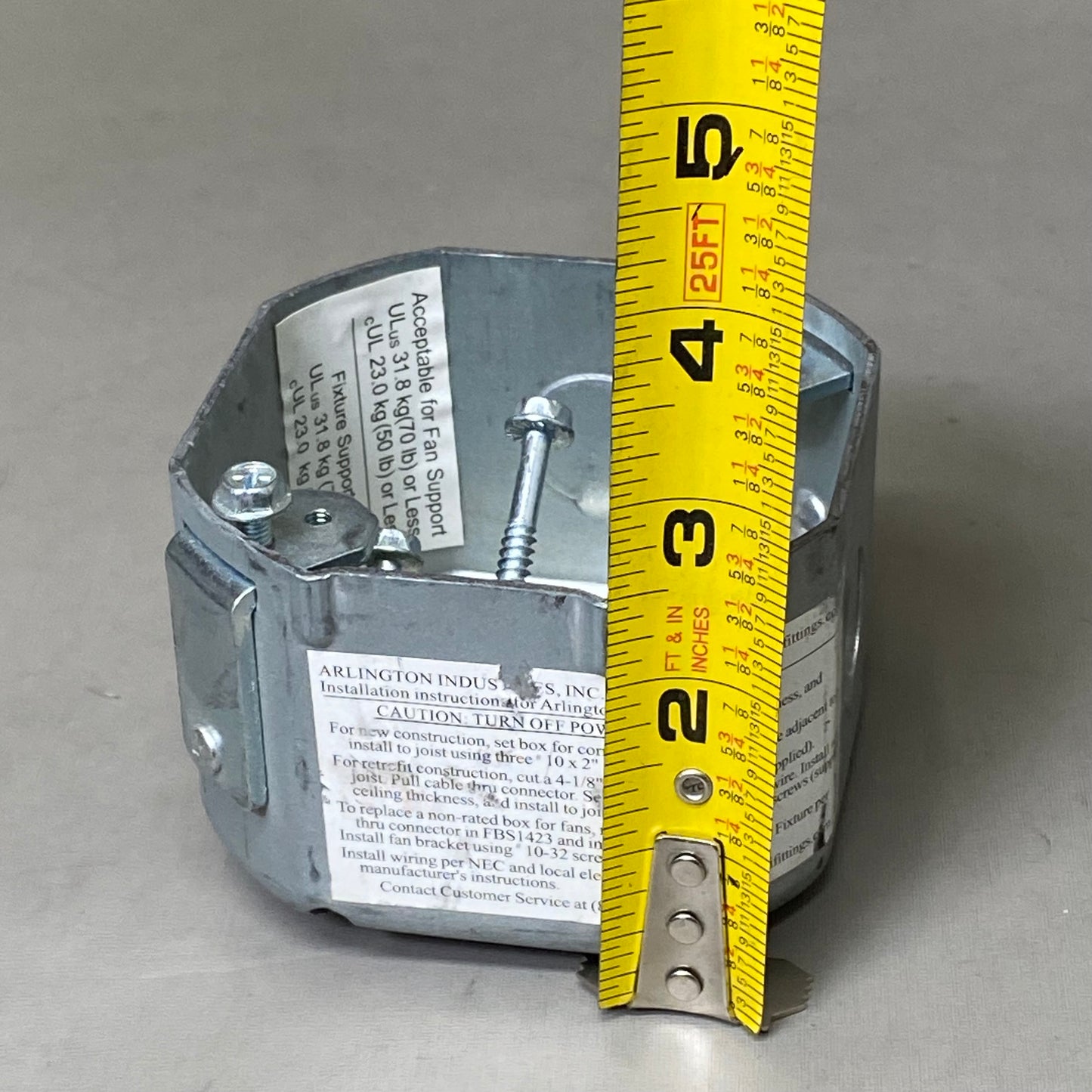 ARLINGTON Steel Ceiling Fan Support Box 2-3/8" Silver FBS1423