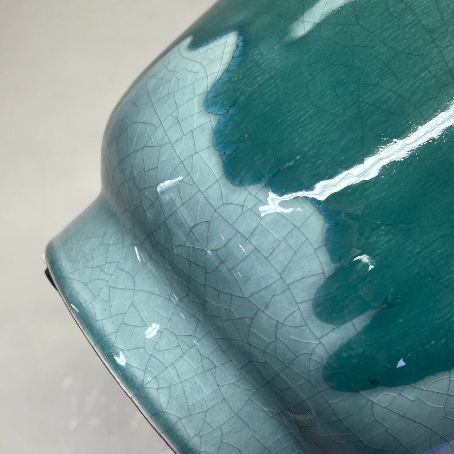 CREATIVE CO-OP Set Of 3 Terracotta Footed Planters Drip Glaze Green/Cream DG0506