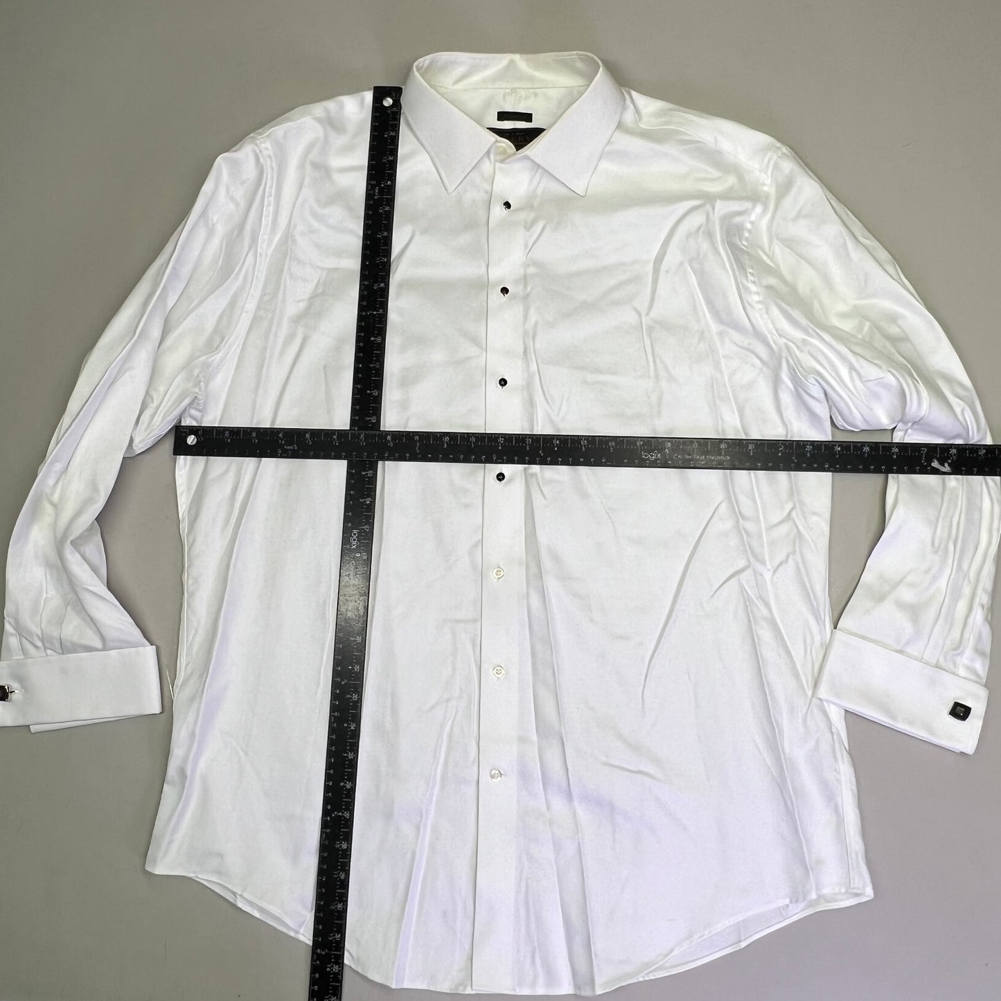 JOS A BANK Tailored Fit Button Up Suit Set  17 1/2-84 Black & White