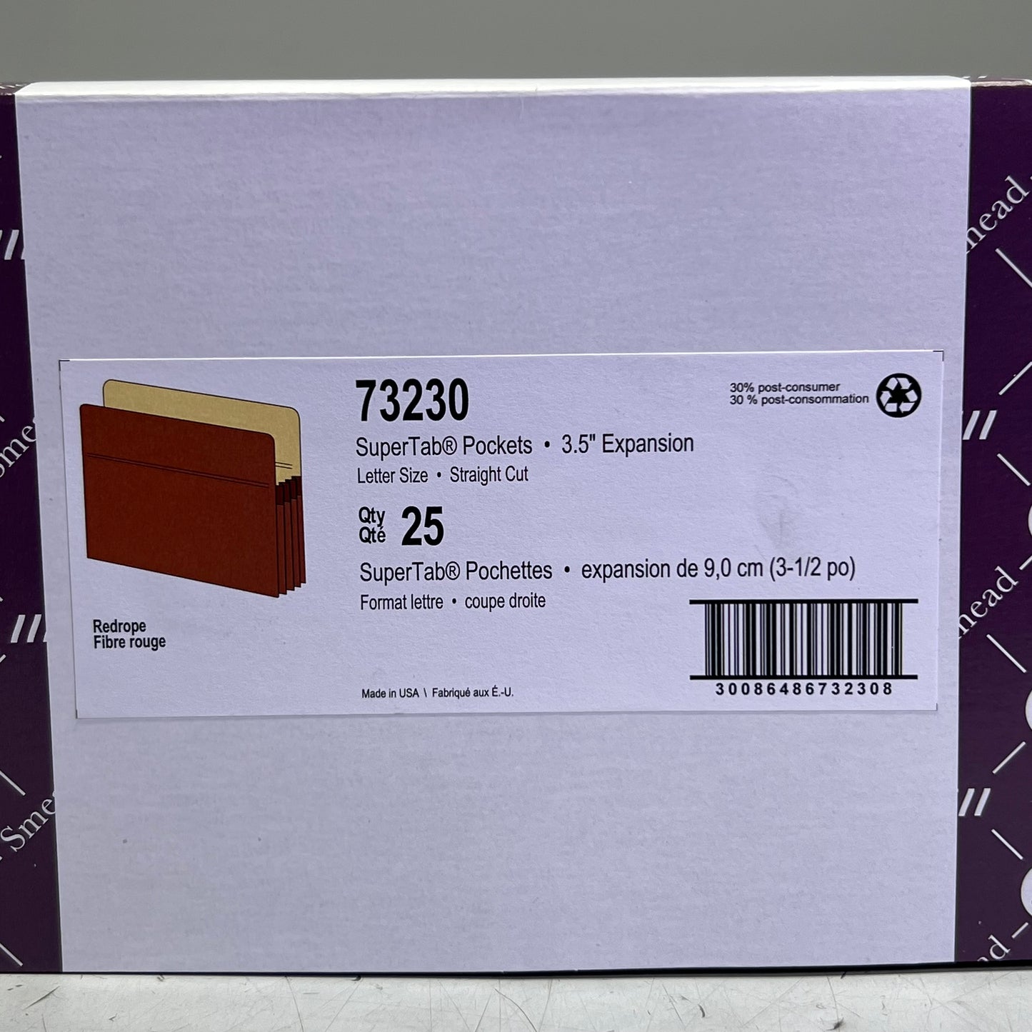 SMEAD (25 PACK) File Folders Sz 3.5" Expansion 73230