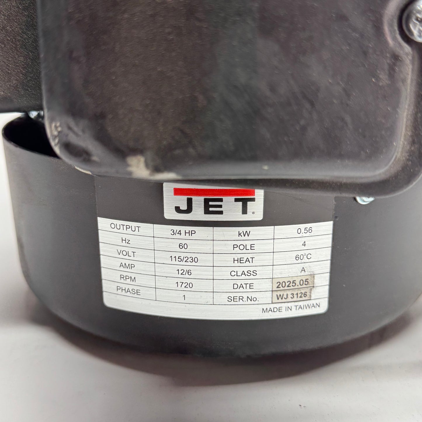 JET Electric Motor 3/4 HP 115/230V 1720 RPM Single Phase WJ3126