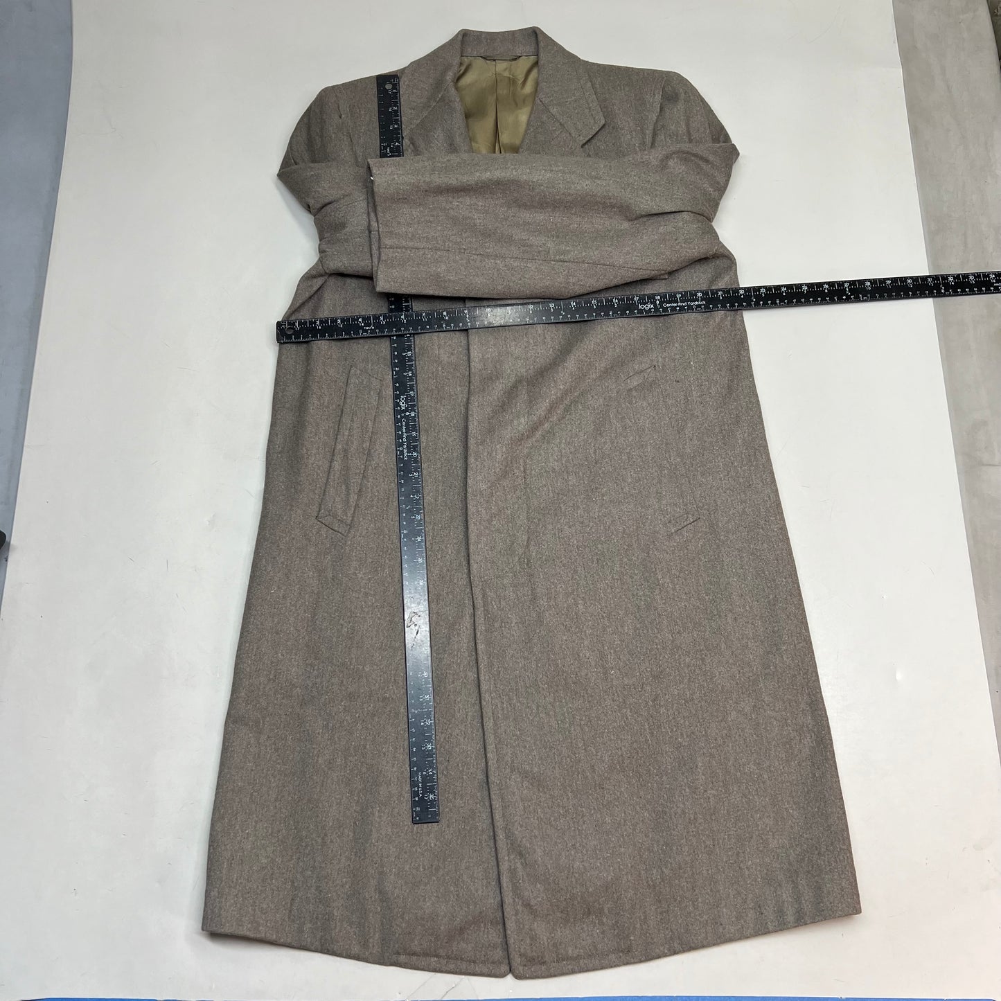 PHIL'S ASTORIA Wool Trench Coat Made In USA Men's Sz M Heather Brown