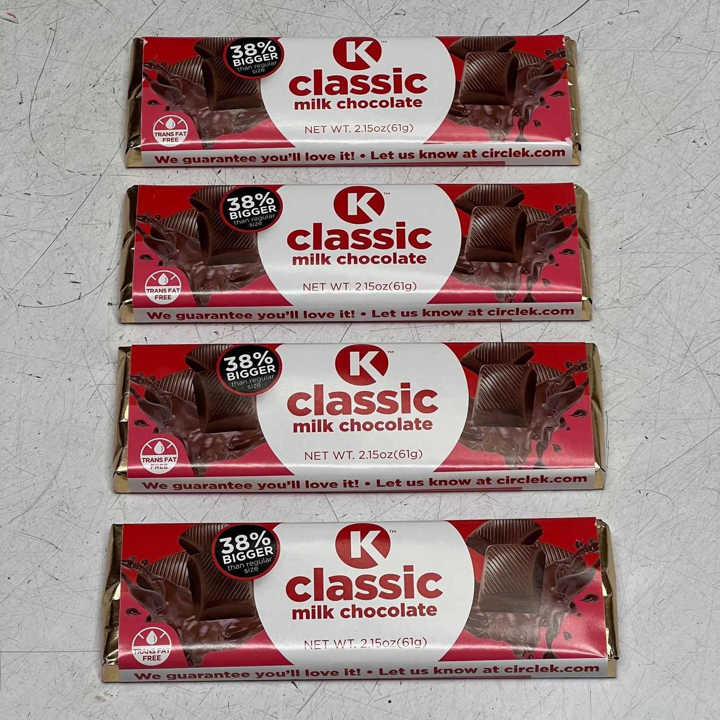 ZA@ CIRCLE K (4 PACK) Classic Milk Chocolate 2.15 oz Black BB 08/27 D