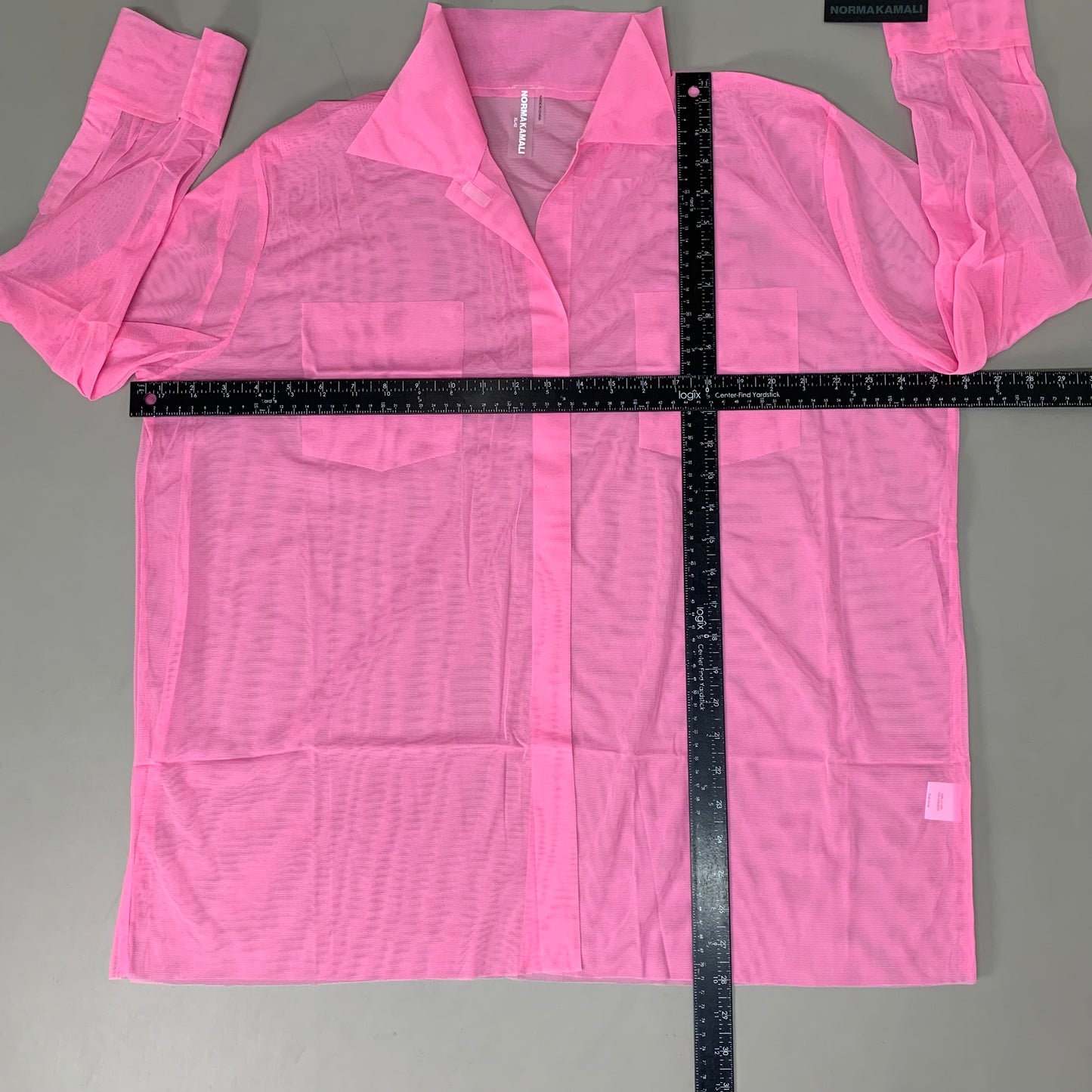 NORMA KAMALI Nk Shirt w/ Faux Pockets Sz XL/42 Candy Pink ST1236MS963966