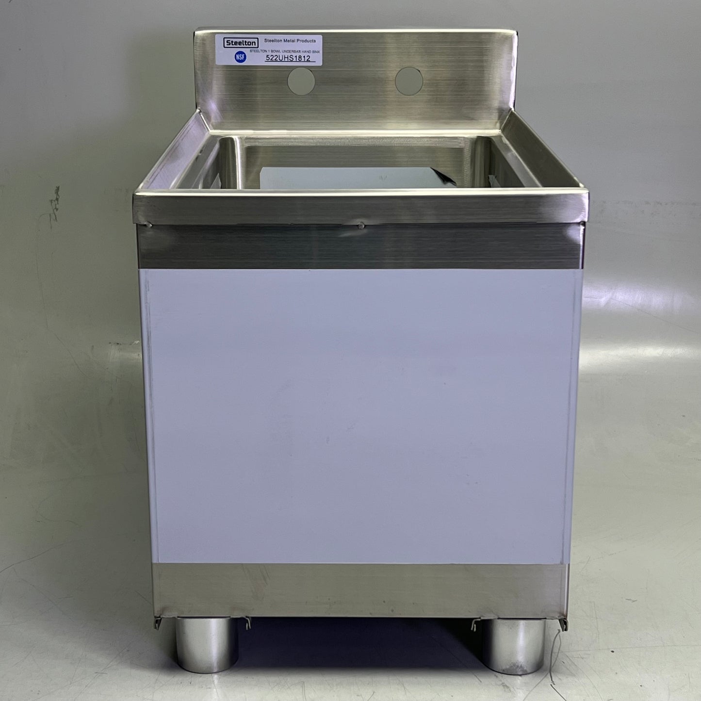 STEELTON 1 Bowl Underbar Hand Sink Sz 12"W x 18"L 522UHS1812