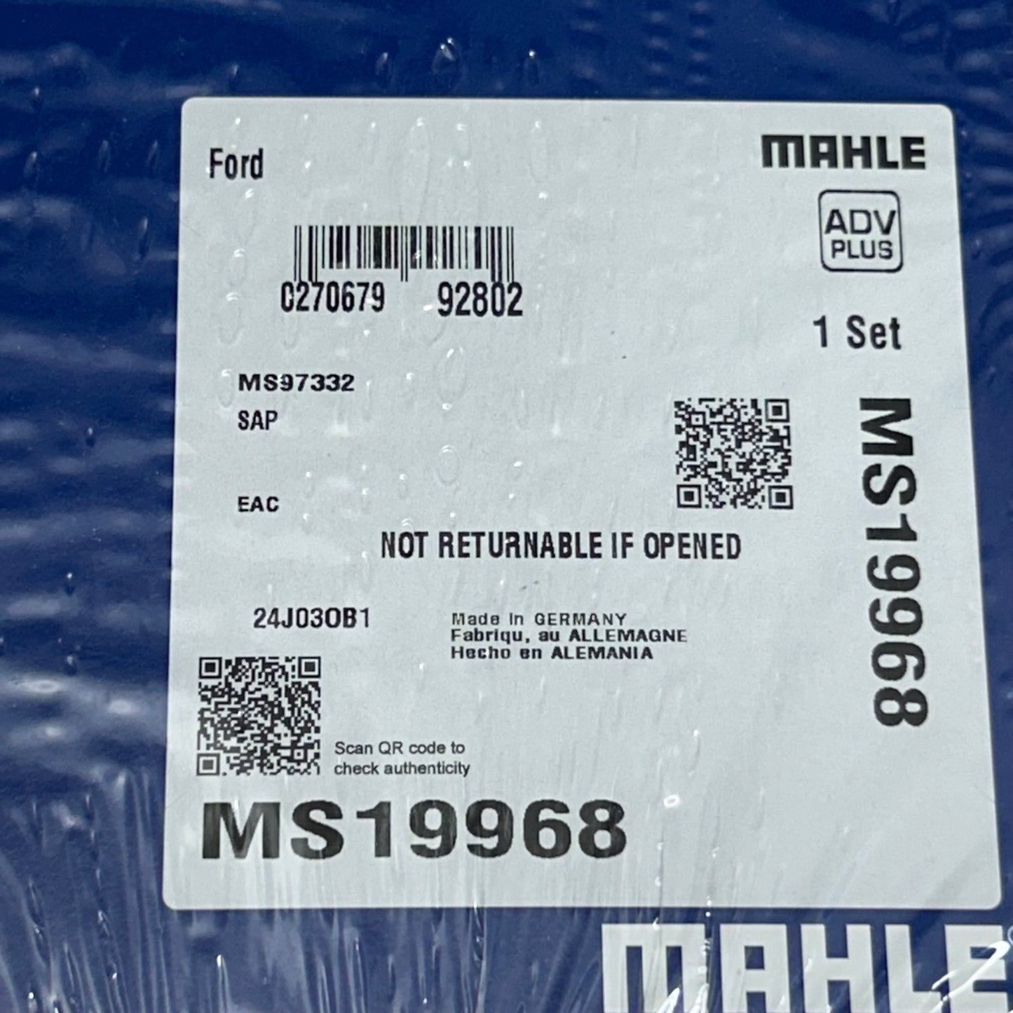 MAHLE Exhaust Manifold Gasket Replacement Part For Ford MS19968