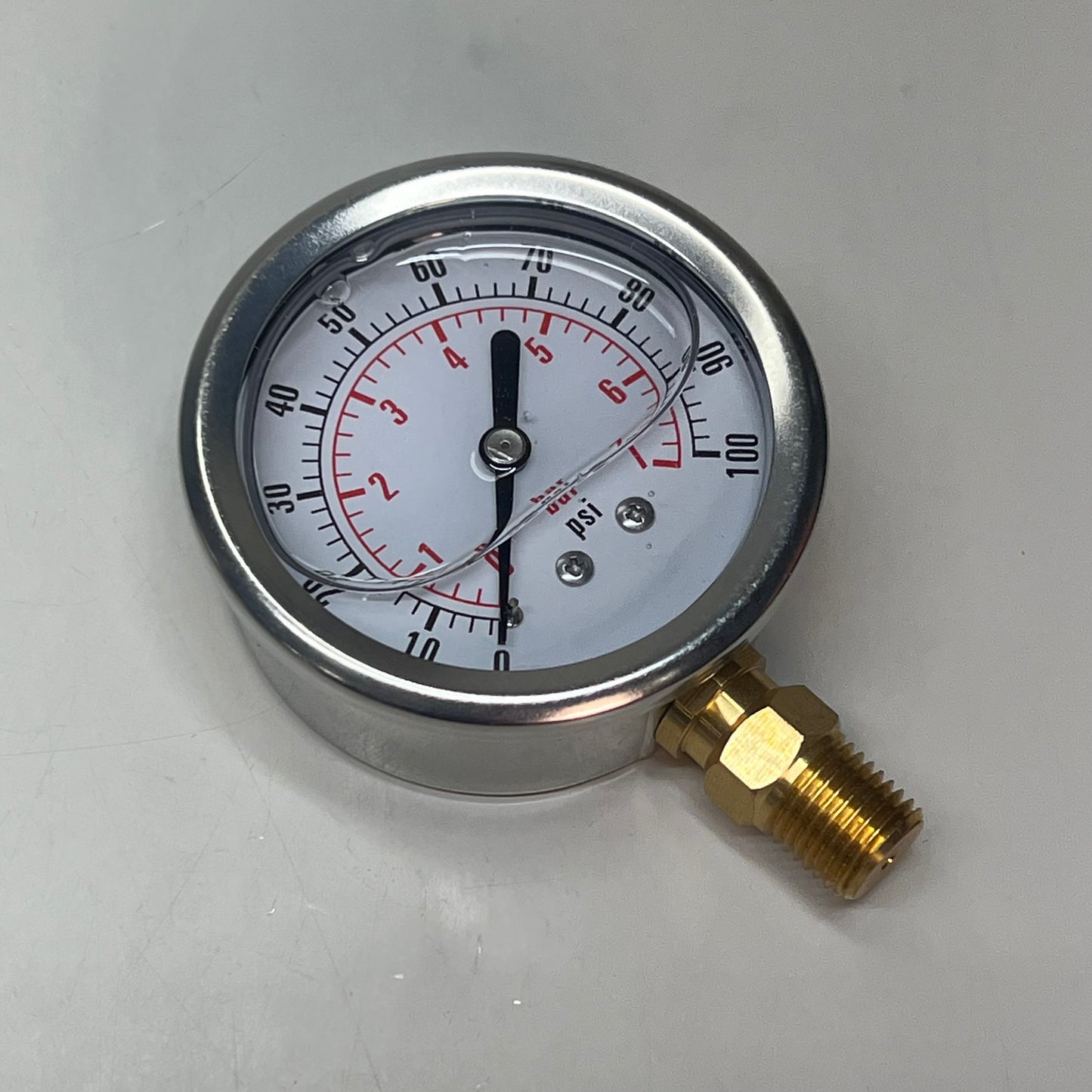 DYNAMIC FLUID COMPONENTS Stem Mount SS Pressure Gauge 100 PSI 1/4" NPT CF1P-007A