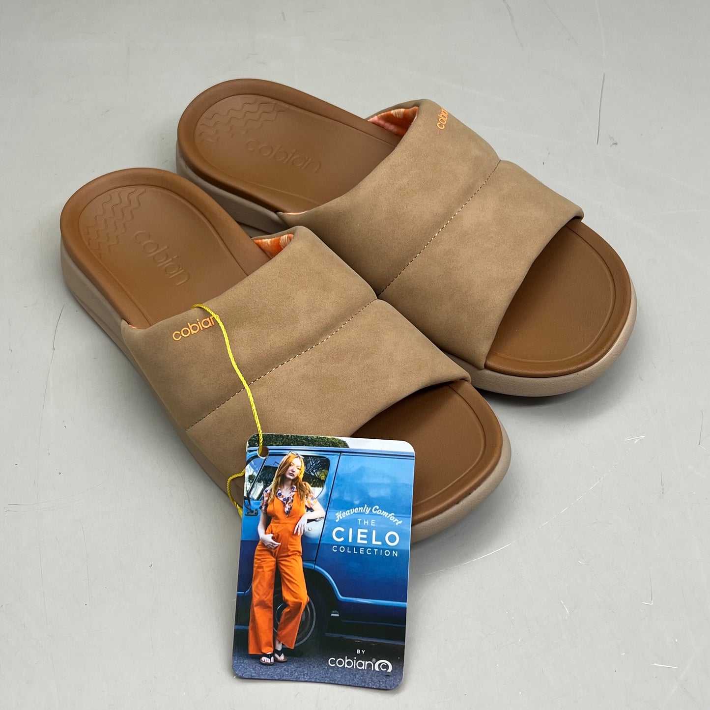 COBIAN Tolula Slide Enhanced Cushion Suede Strap Women's Sz 6 Tan TOL24-230-06