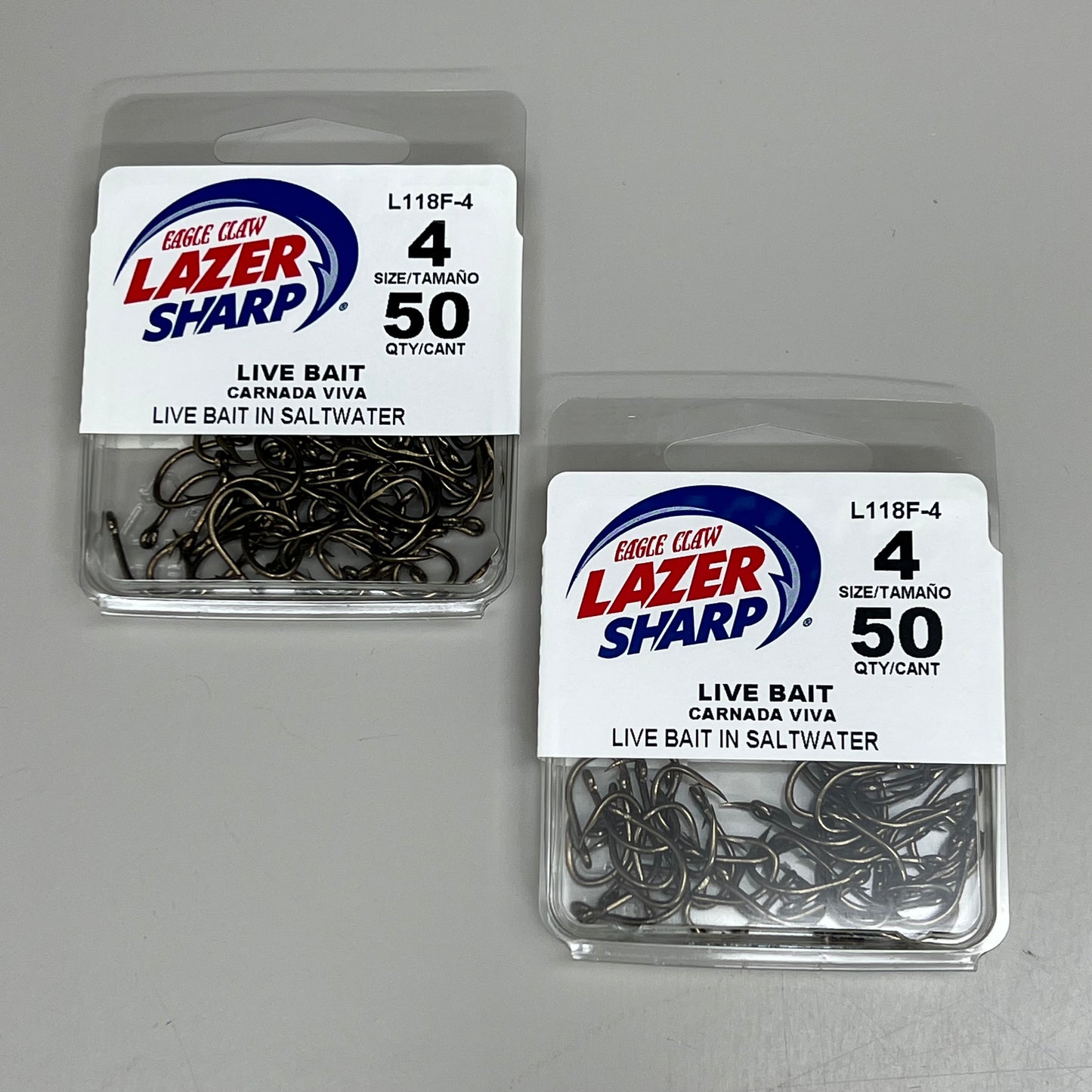 EAGLE CLAW (2 PACK) Lazer Sharp Live Bait in Saltwater Bronze #4 50pc L118F-4