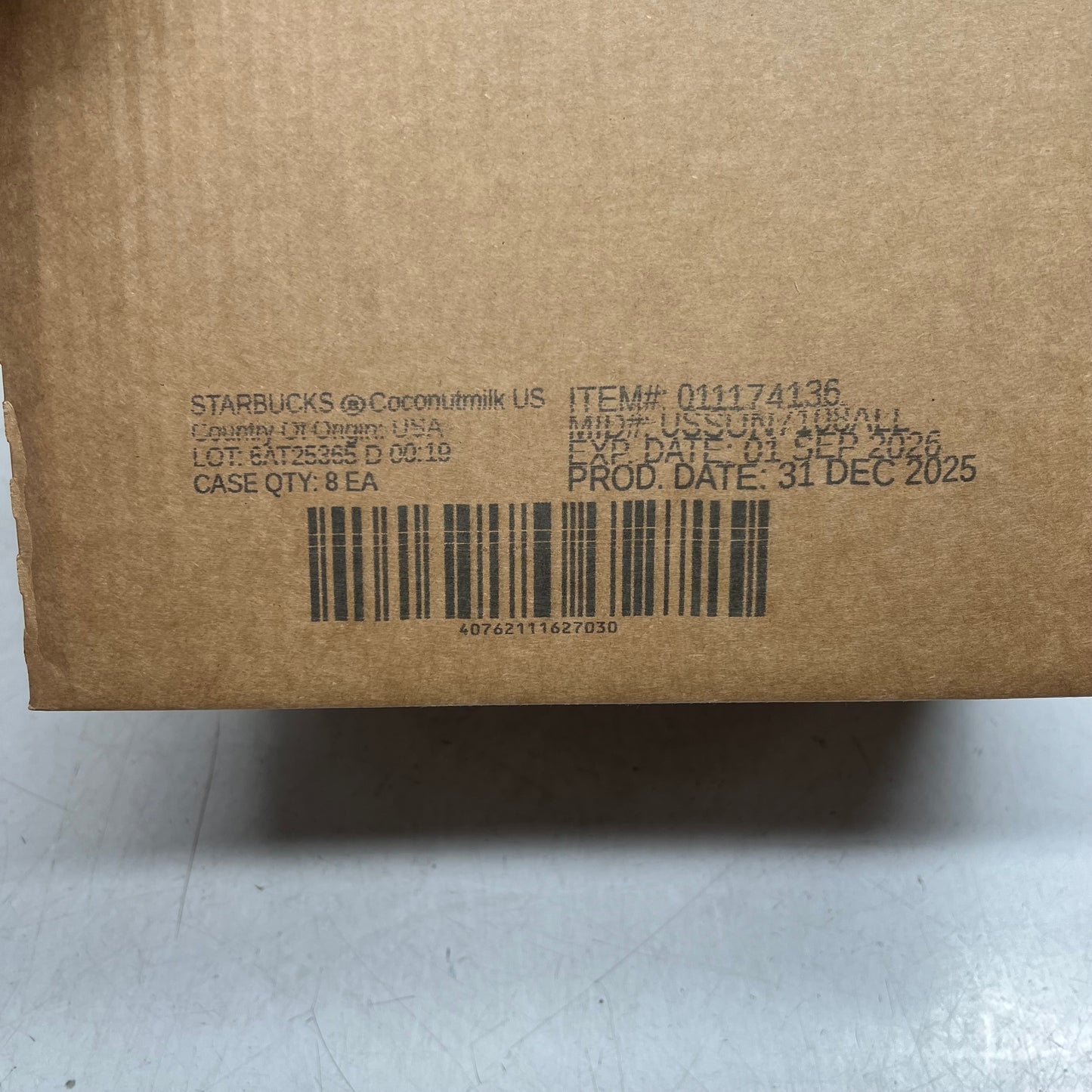 ZA@ STARBUCKS (8 PACK) Coconut Milk Beverage From Concentrate 64 fl oz BB 12/25 (Expired)
