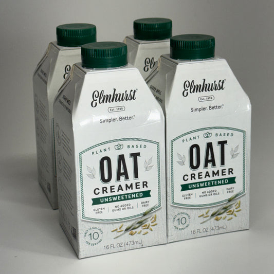 ELMHURST (4 PACK) Elmhurst Unsweetened Oat Creamer 16 fl oz. BB 11/26