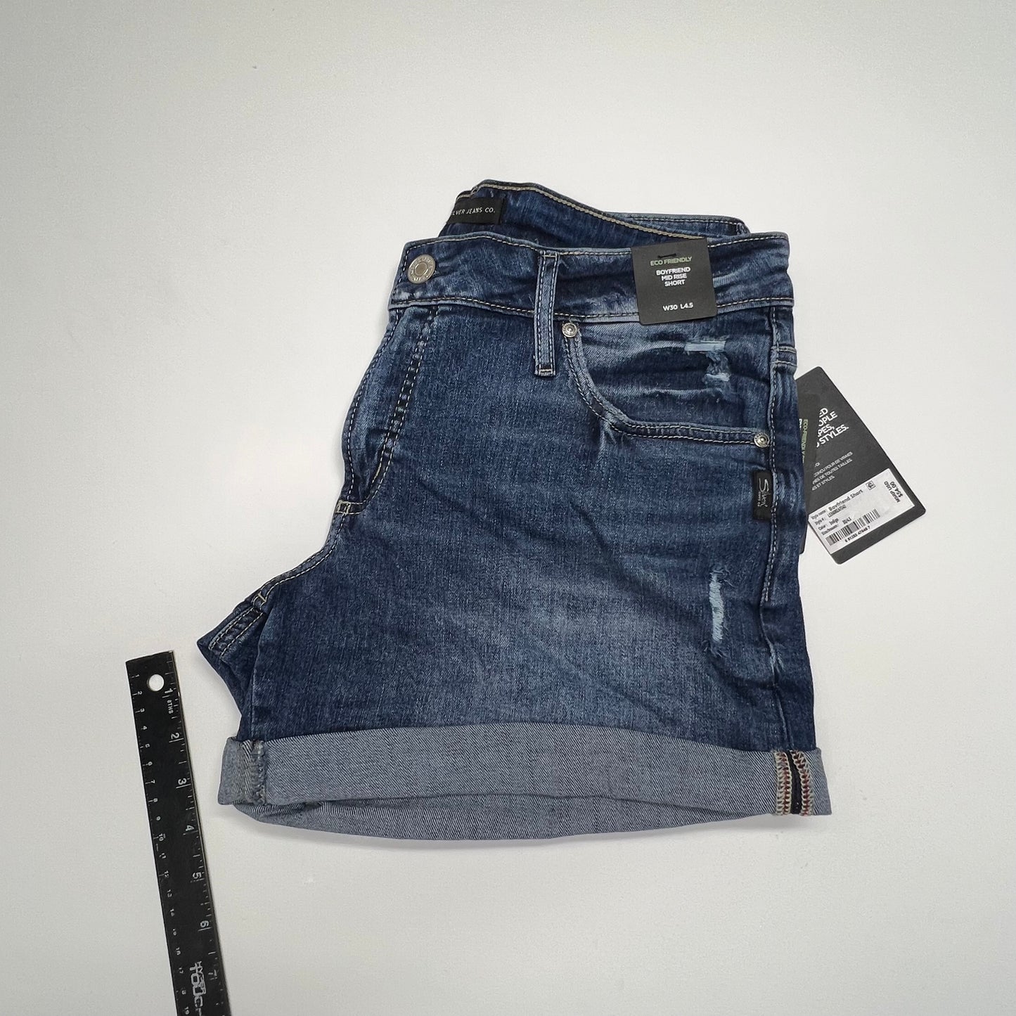 SILVER JEANS Boyfriend Mid Short 5-pocket Women's Sz 30/4.5 Indigo L53608EAF242