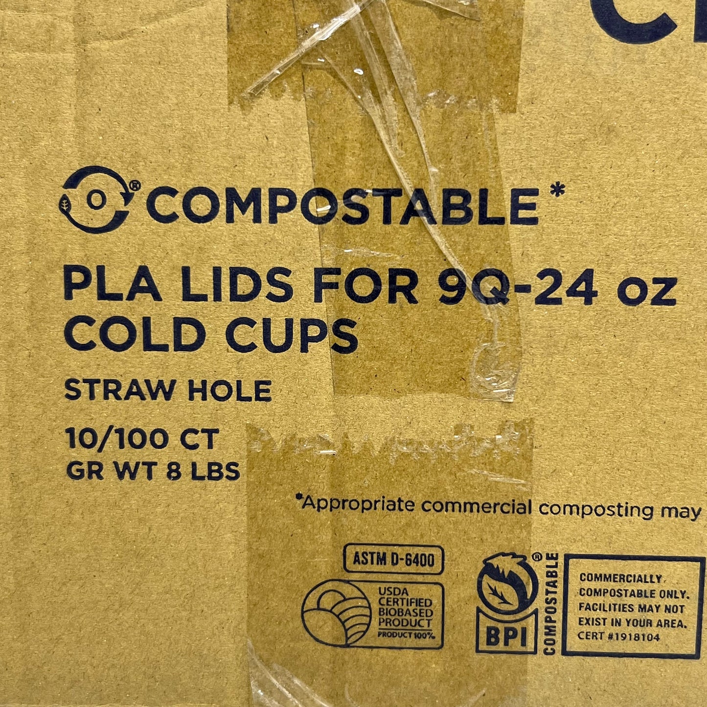 WORLD CENTRIC (1,000 PACK) Compostable PLA Lids for 9Q-24oz Cold Cups CPL-CS-12