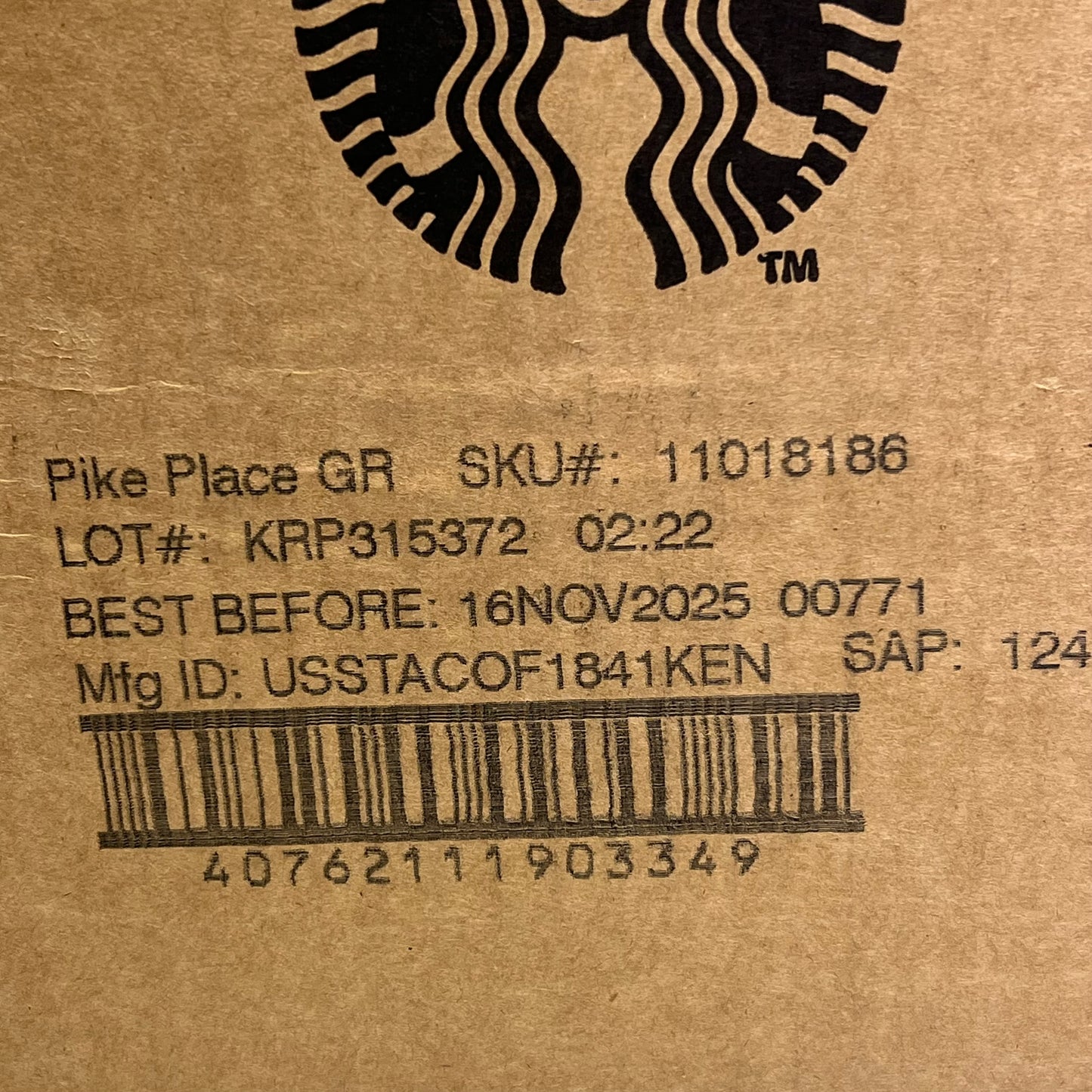 STARBUCKS (6 PACK) Pike Place Roast Notes Of Cocoa & Rich Praline 16oz BB 11/25