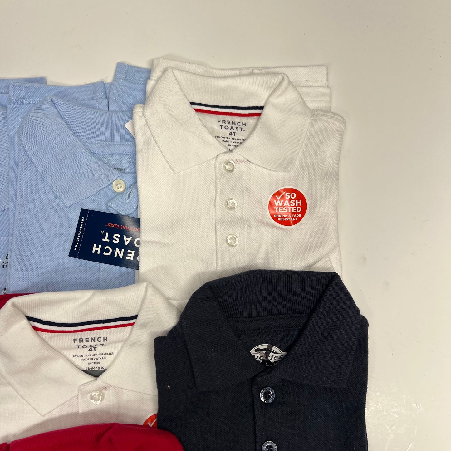 ZA@ (7 PACK) Uniform Soft Pique Polo Shirts Boy's sz 4T Red, White & Blue's