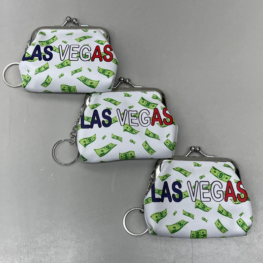 LAS VEGAS 3-PACK! Welcome to Fabulous Las Vegas Coin Purse Souvenirs 4" x 4" Money