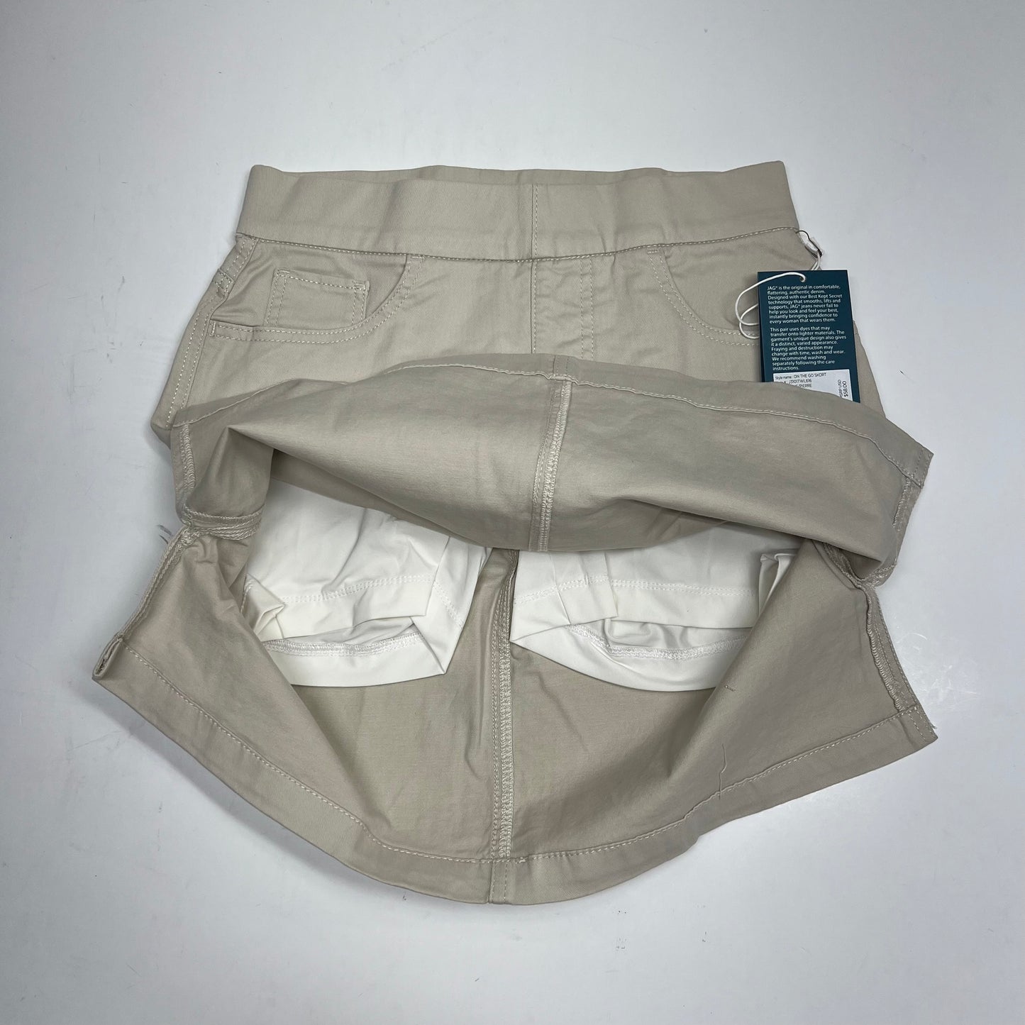 JAG Elastic Waist On The Go Skort W/ Pockets Women's Sz 2 Stone J3101TWL616