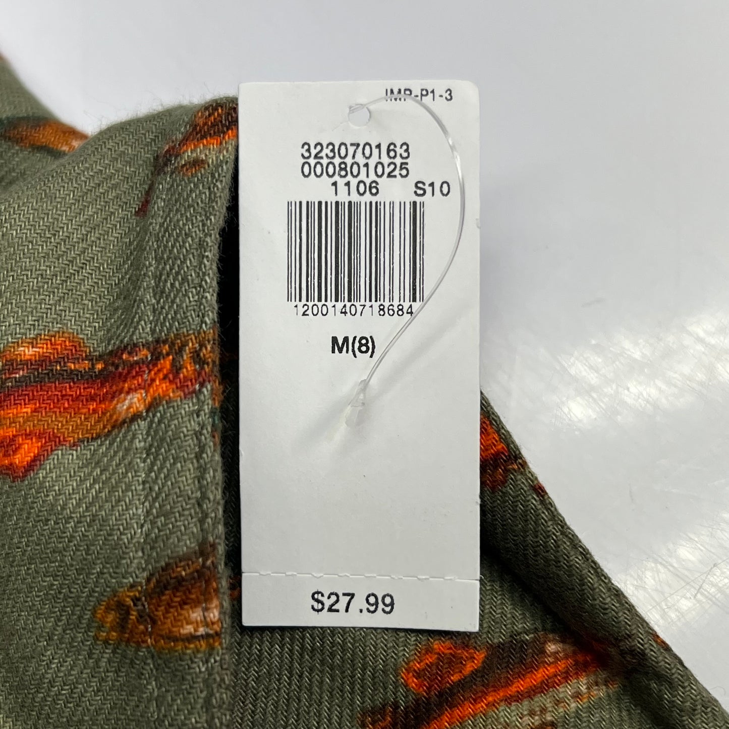 OLD NAVY Printed Fish Pattern Long Sleeve Fennel Pocket Shirt Boy's Sz M Green