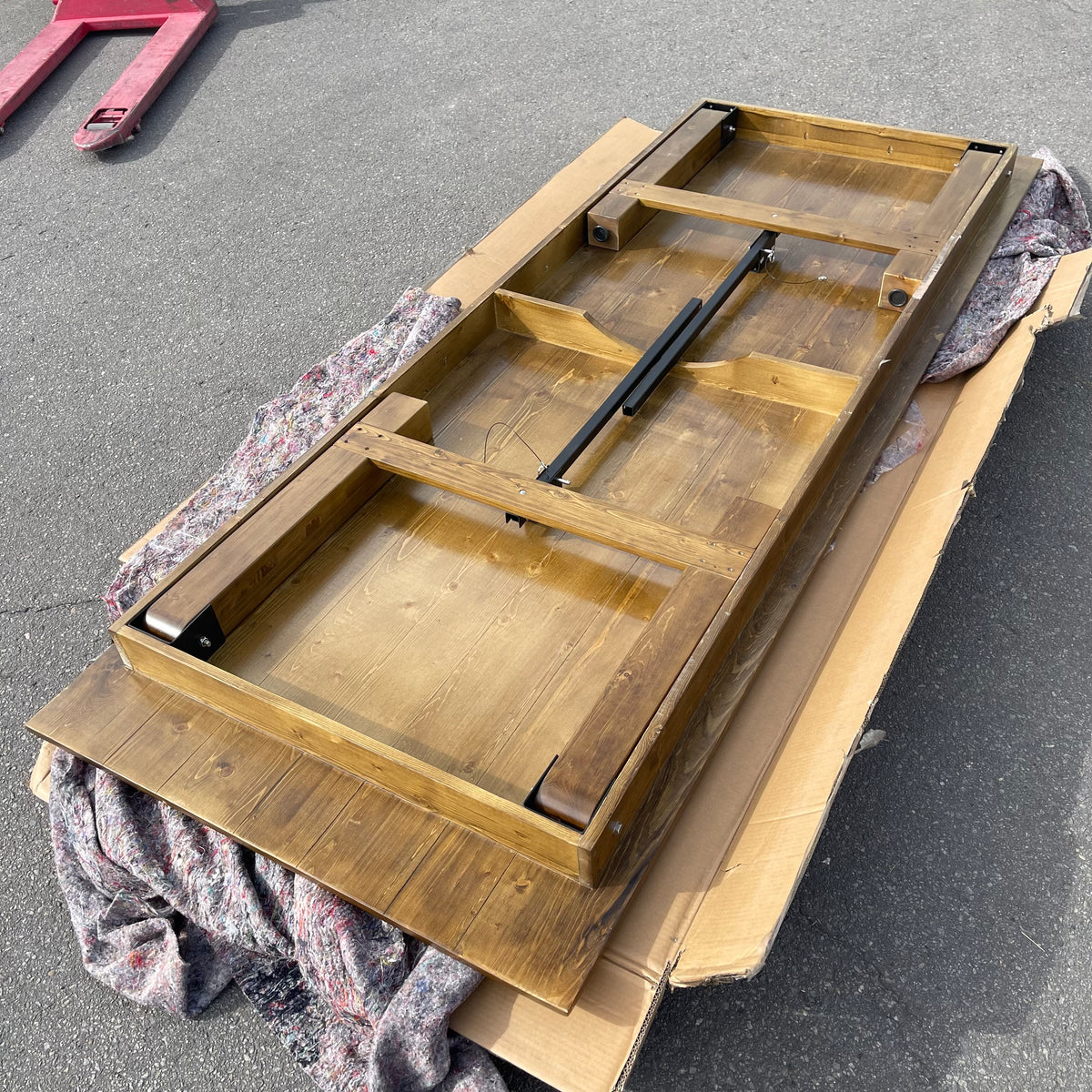 LANCASTER TABLE & SEATING Wood Standard Height Folding Table 9' Barrel Brown 164VYTB10840