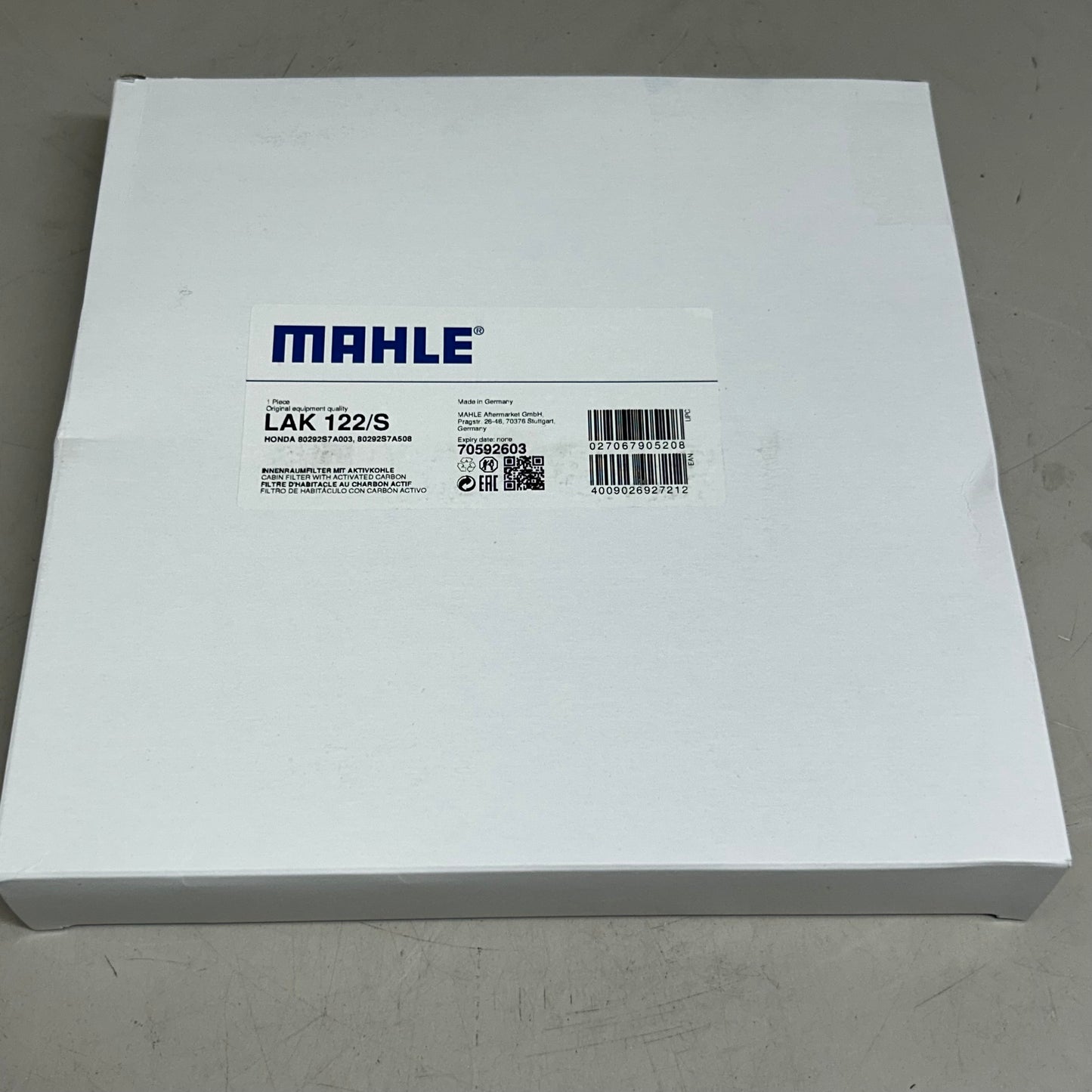 MAHLE Cabin Air Filter Replacement Part For Acura & Honda LAK 122/S