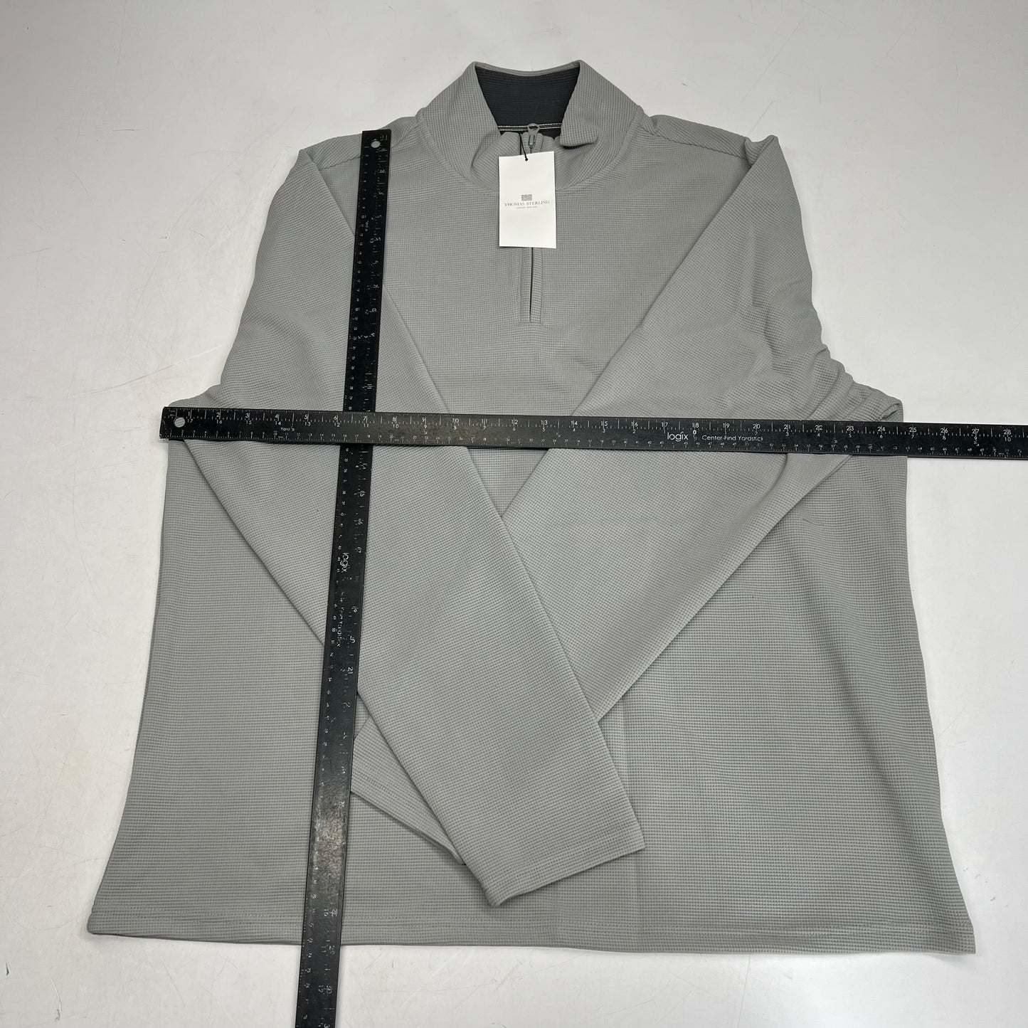 THOMAS STERLING Half Zip Soft Waffle Knit Jacket Mens Sz XL Light Grey 1100034747