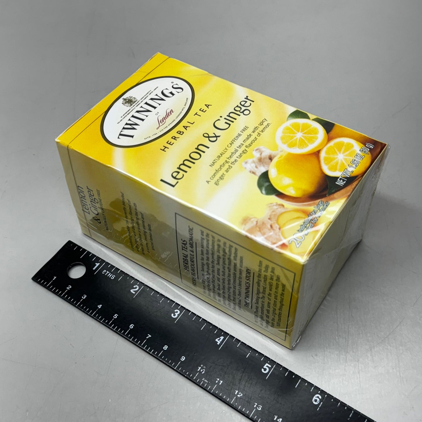 ZA@ TWININGS of London (6 PACK) Lemon & Ginger Herbal Tea 20 Bags per Box 16895 Exp 7/25 D