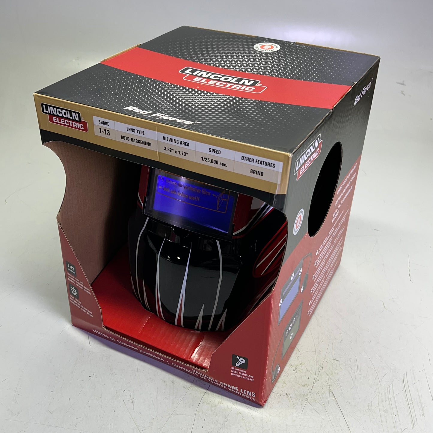 LINCOLN ELECTRIC Red Fierce Welding Helmet 7-13 Shade Red/Black K3063-1
