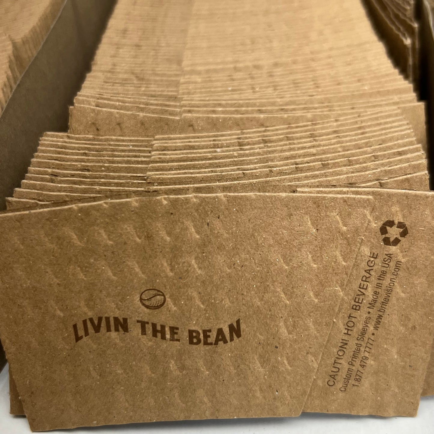 LIVIN THE BEAN (1,200 PACK) Cardboard Cup Sleeves 4.5"x2.5" Brown Fits Standard Cup Size