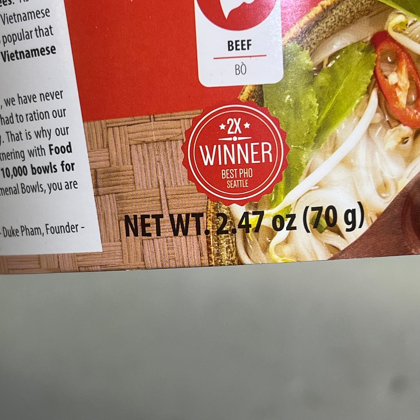 ZA@ PHO NOMENAL (9 PACK) Authentic Vietnamese Beef Noodle Soup Bowl 2.47 Oz BB 08/26 (D|istressed Packaging)