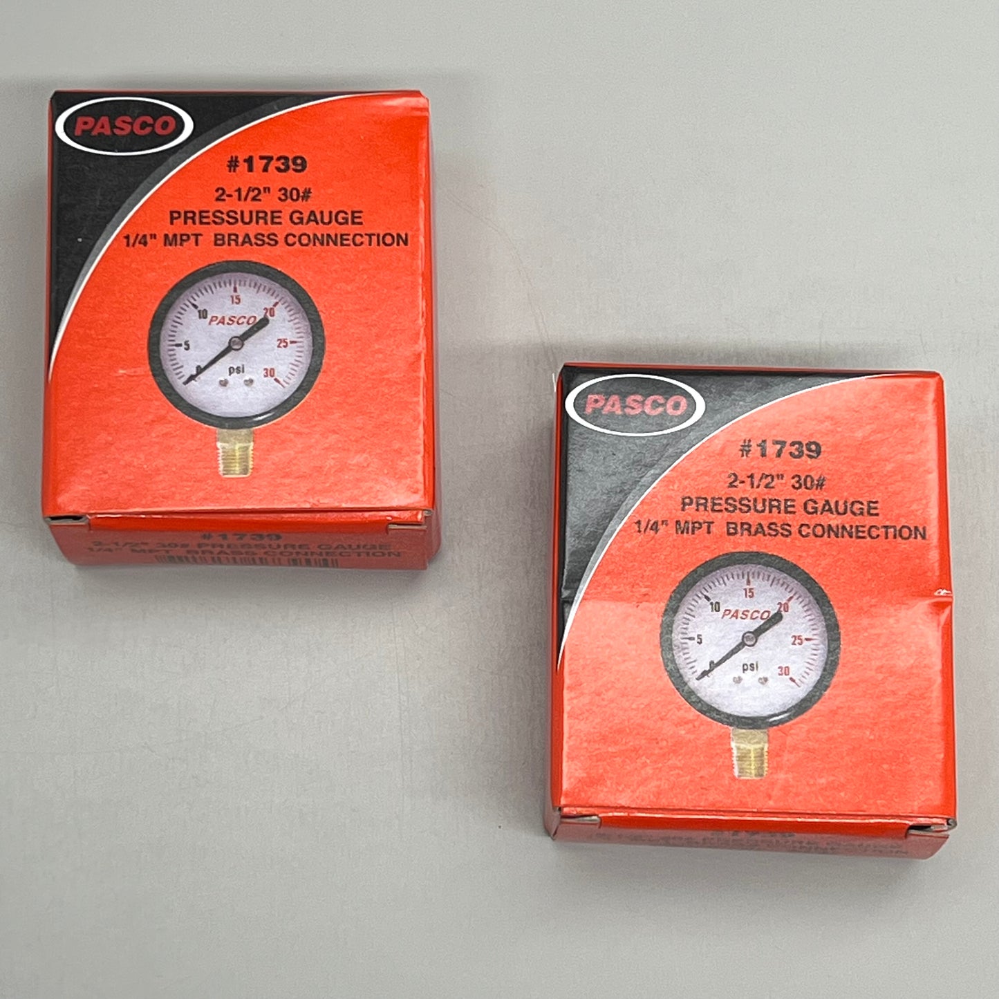 PASCO (2 PACK) General Purpose 2-1/2" Pressure Gauge 1/4" MPT Brass Connection 1739