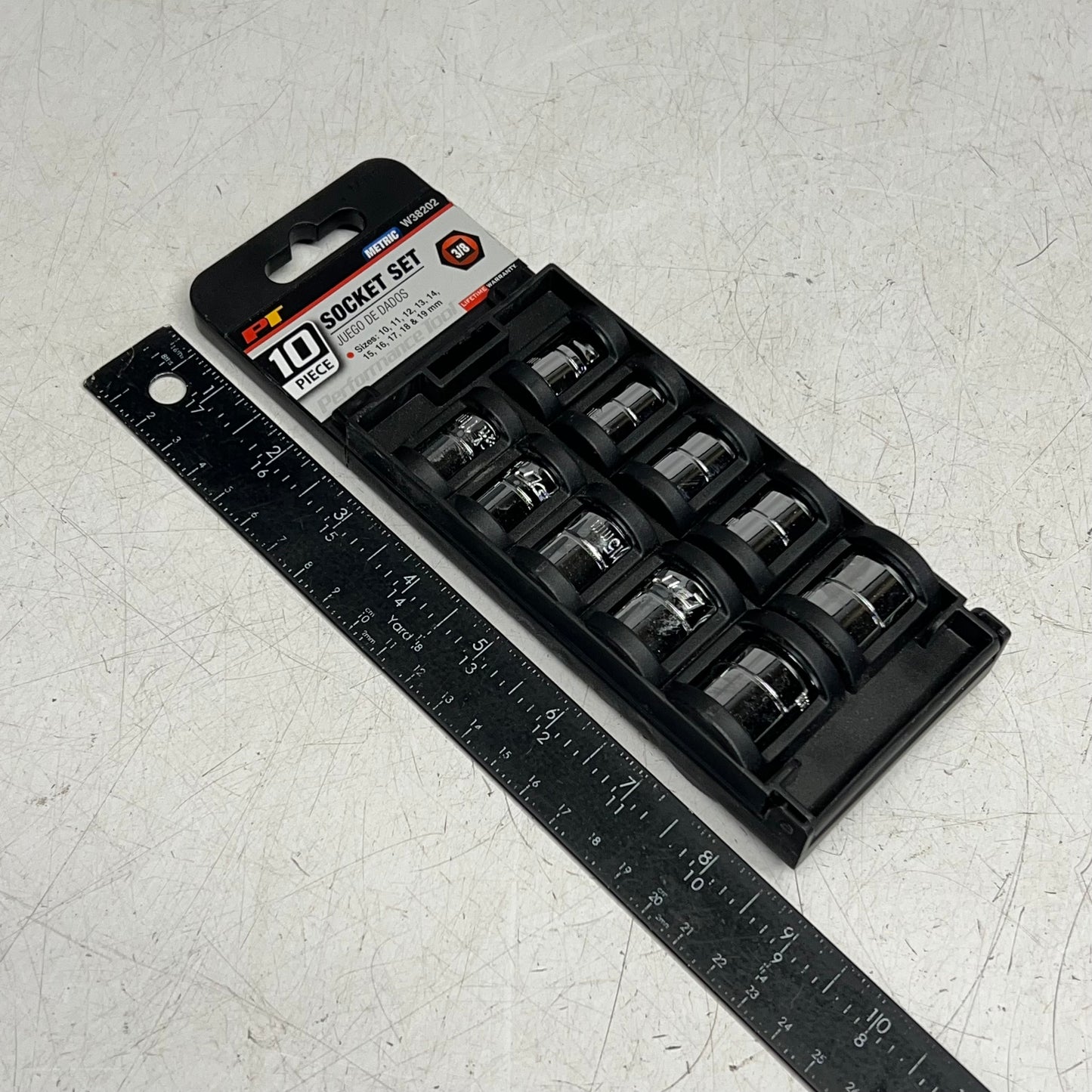 PERFORMANCE TOOL (10 PIECE SET) Metric Socket Set  3/8" 10-19 mm Chrome W38202