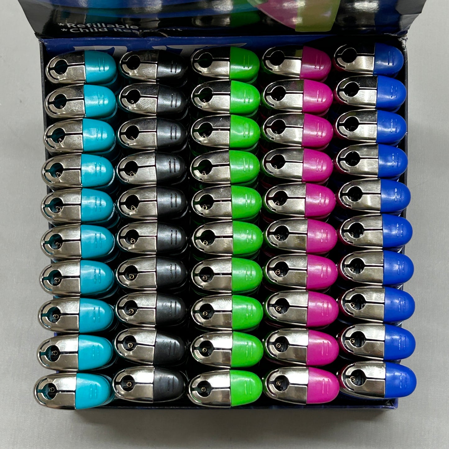 ELITE BRANDS 50-PACK! Elite Electronic Lighter Refillable Multi-Color (new)