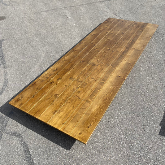 LANCASTER TABLE & SEATING Wood Standard Height Folding Table 9' Barrel Brown 164VYTB10840