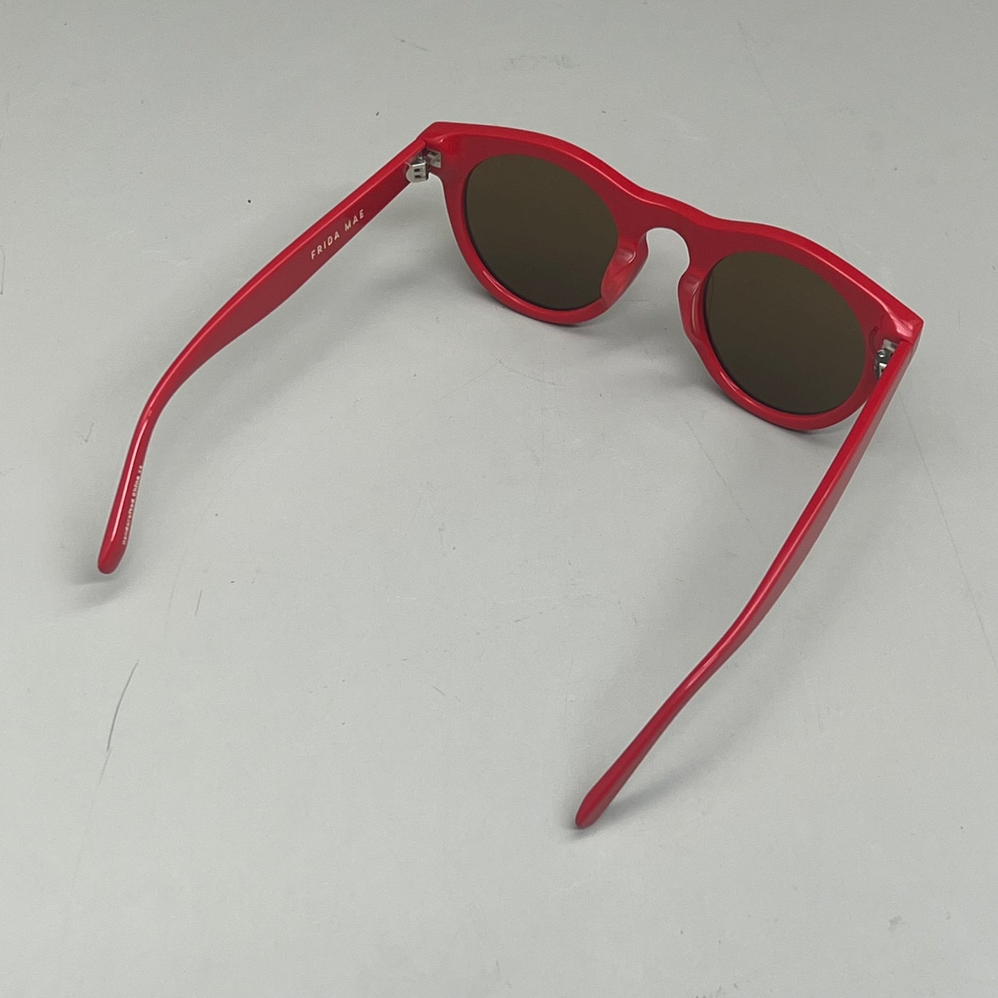 FRIDA MAE CHEEK Acetate Round Polarized Lens Sunglasses Red SUN-ROUND-RED