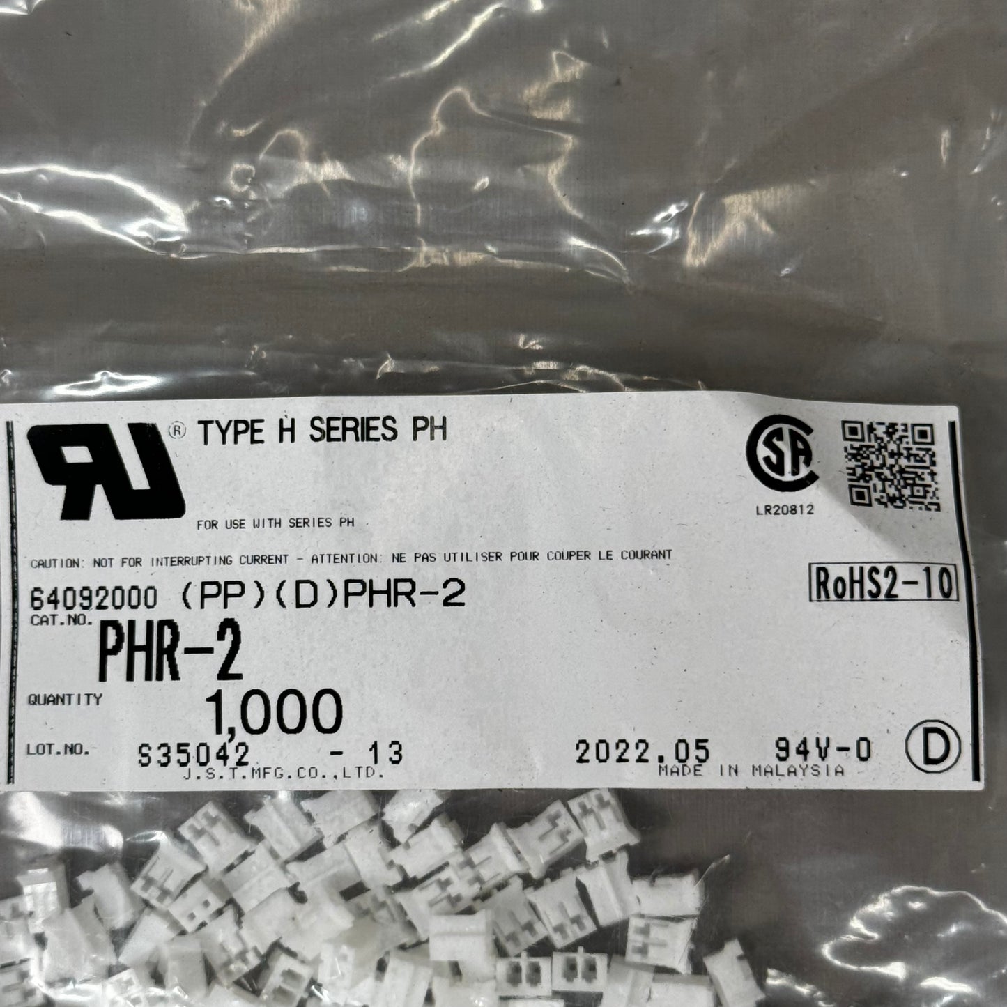 LR Type H Series PH Socket Square 2p Crimp Without Contacts 64092000 PHR2 1000pc 931618575