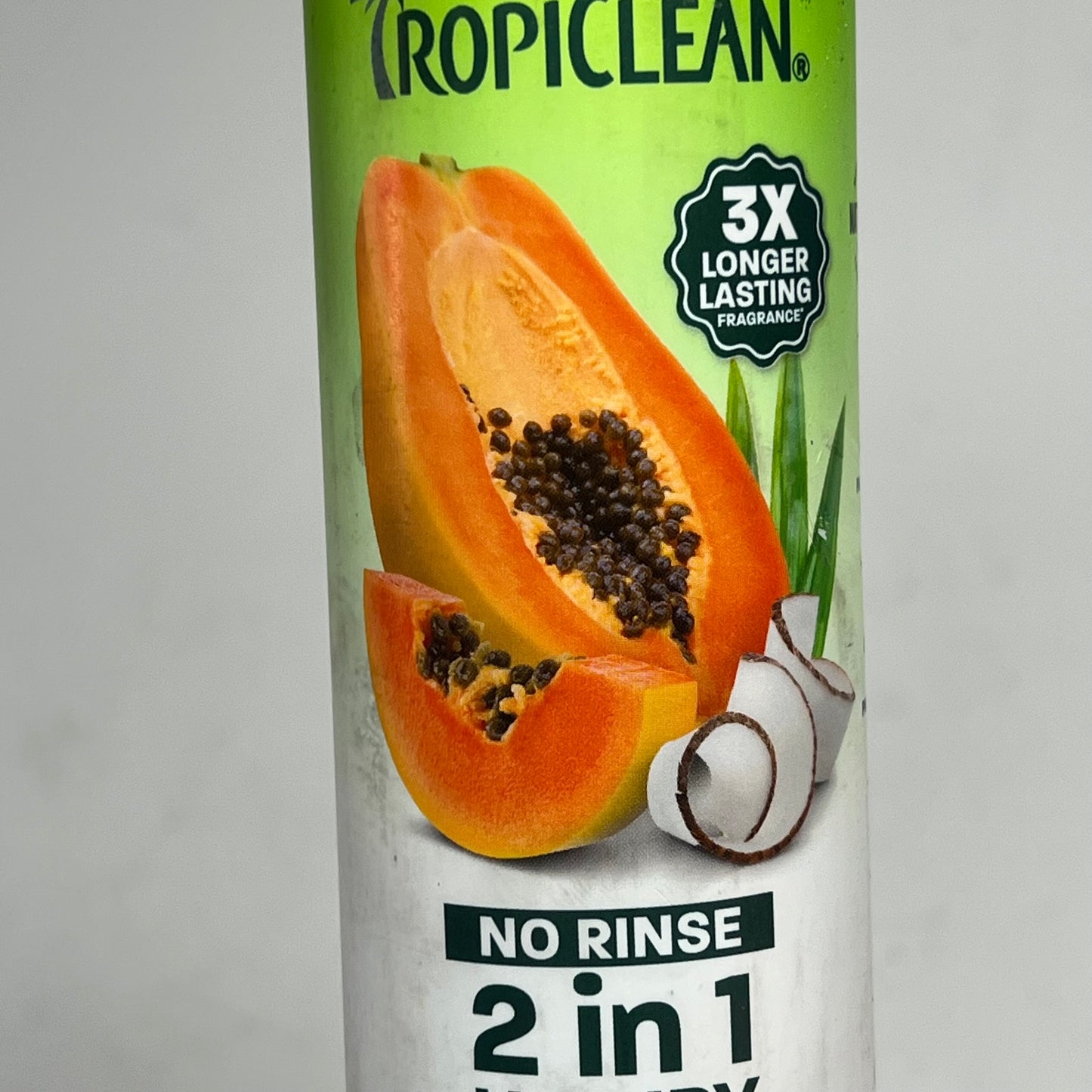 ZA@ TROPICLEAN (2 PACK) No Rinse 2 in 1 Luxury Shampoo Papaya + Coconut Scent 7.4 fl oz