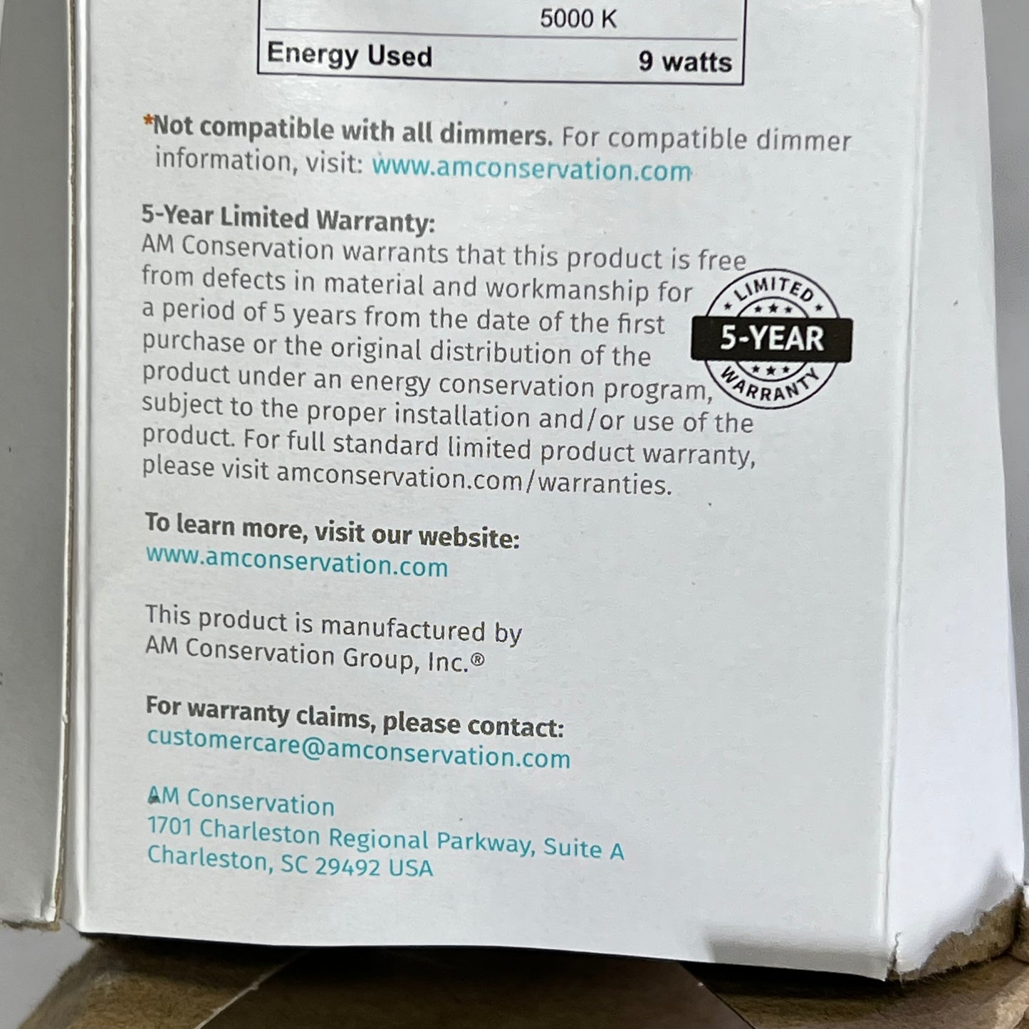 ZA@ SIMPLY CONSERVE (3 PACK) LED Light Bulb 800 Lumens Daylight L09A1950KENCL (As-Is)