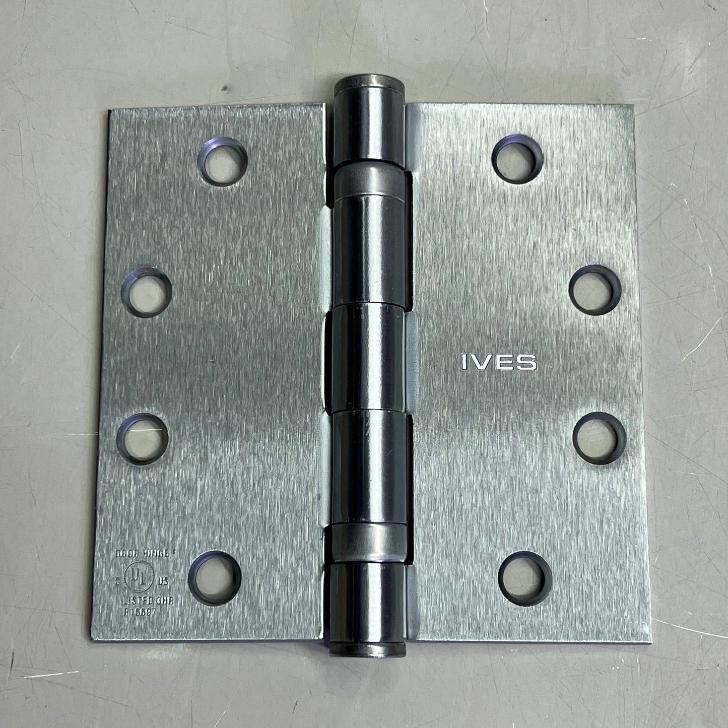 ZA@ IVES (3 PACK) Ball Bearing Hinges w/ Hardware 4.5″ x 4.5″ Satin Chrome HINGE 323 E